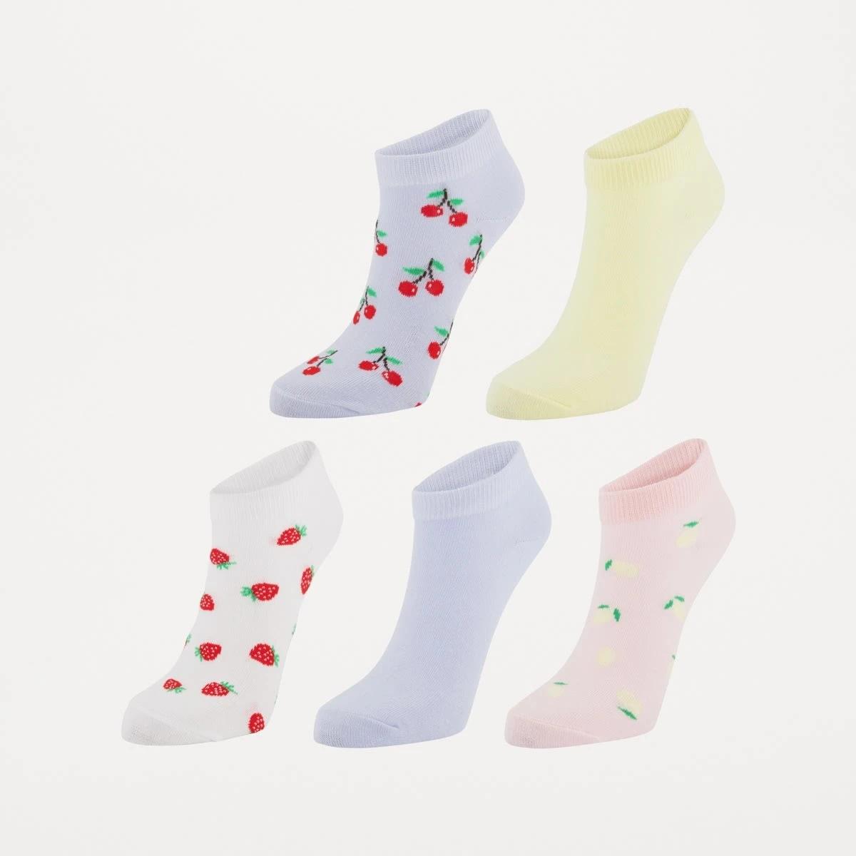 1 5 Pack Fashion Low Cut Socks Fruits, 1 of 3
