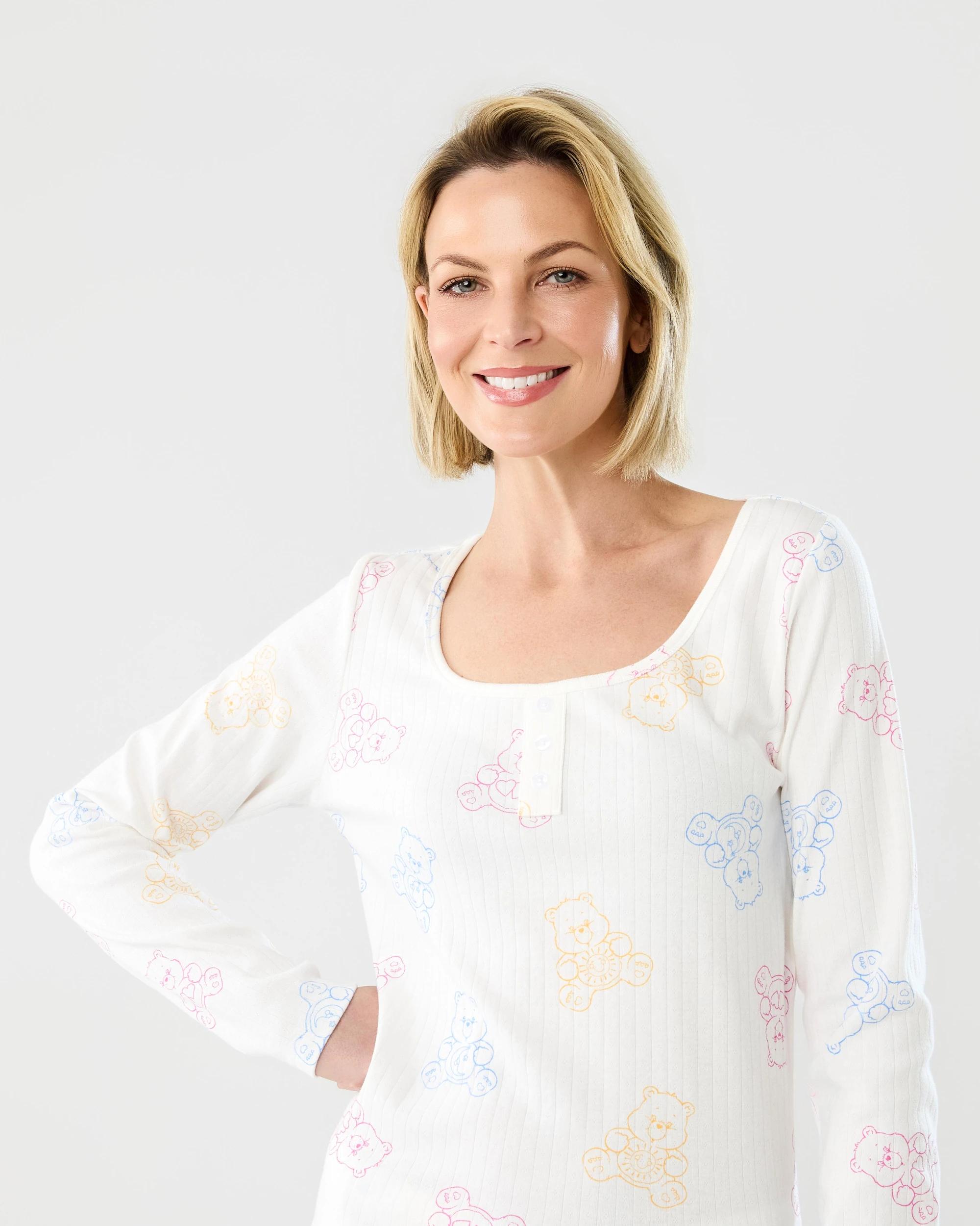 4 Care Bears License Pointelle Henley Long Sleeve Top and Pants Pyjama Set Care Bears, 4 of 8