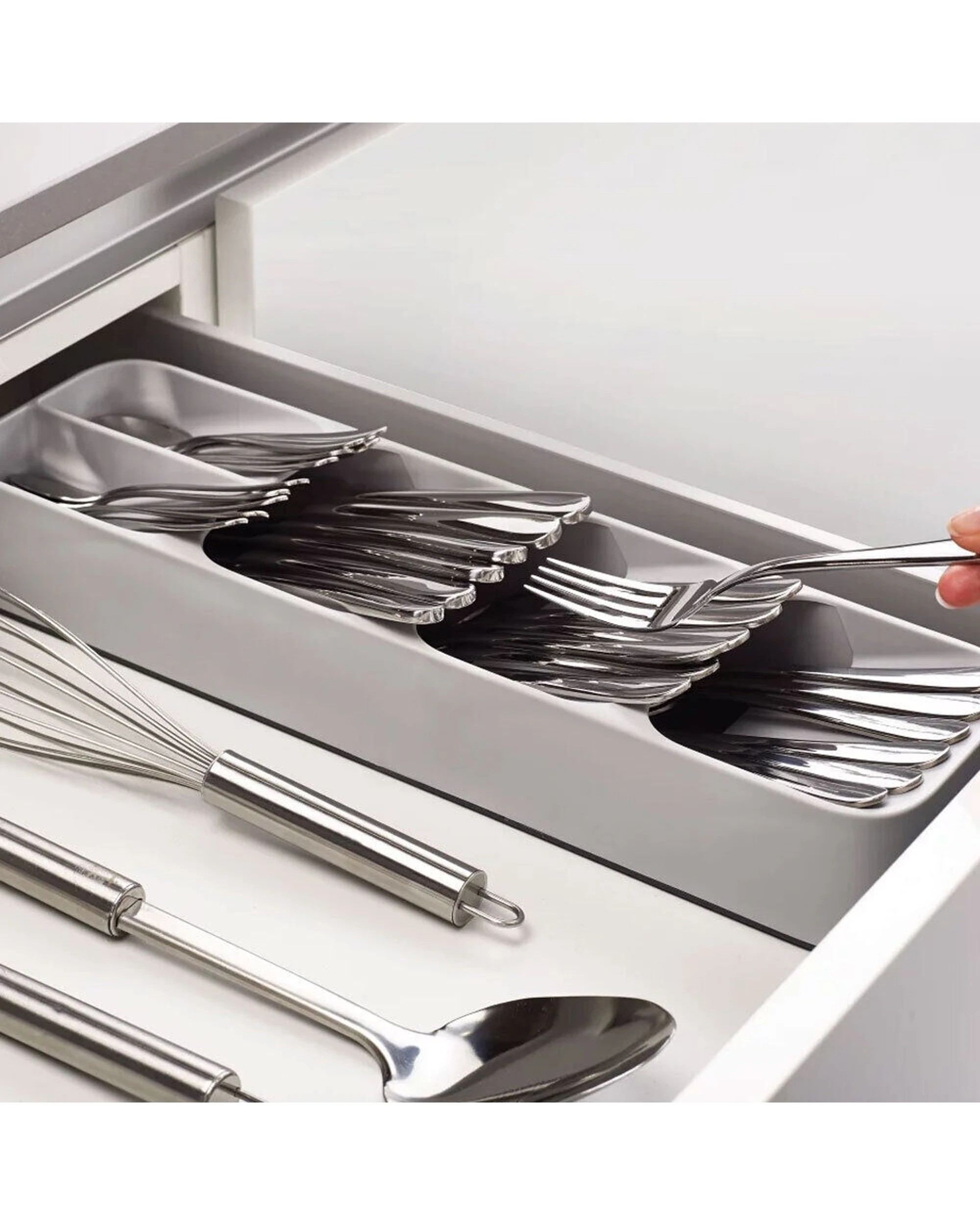 4 Joseph Joseph DrawerStore Compact Cutlery Organiser 2PK Space Saving - Charcoal, 4 of 4