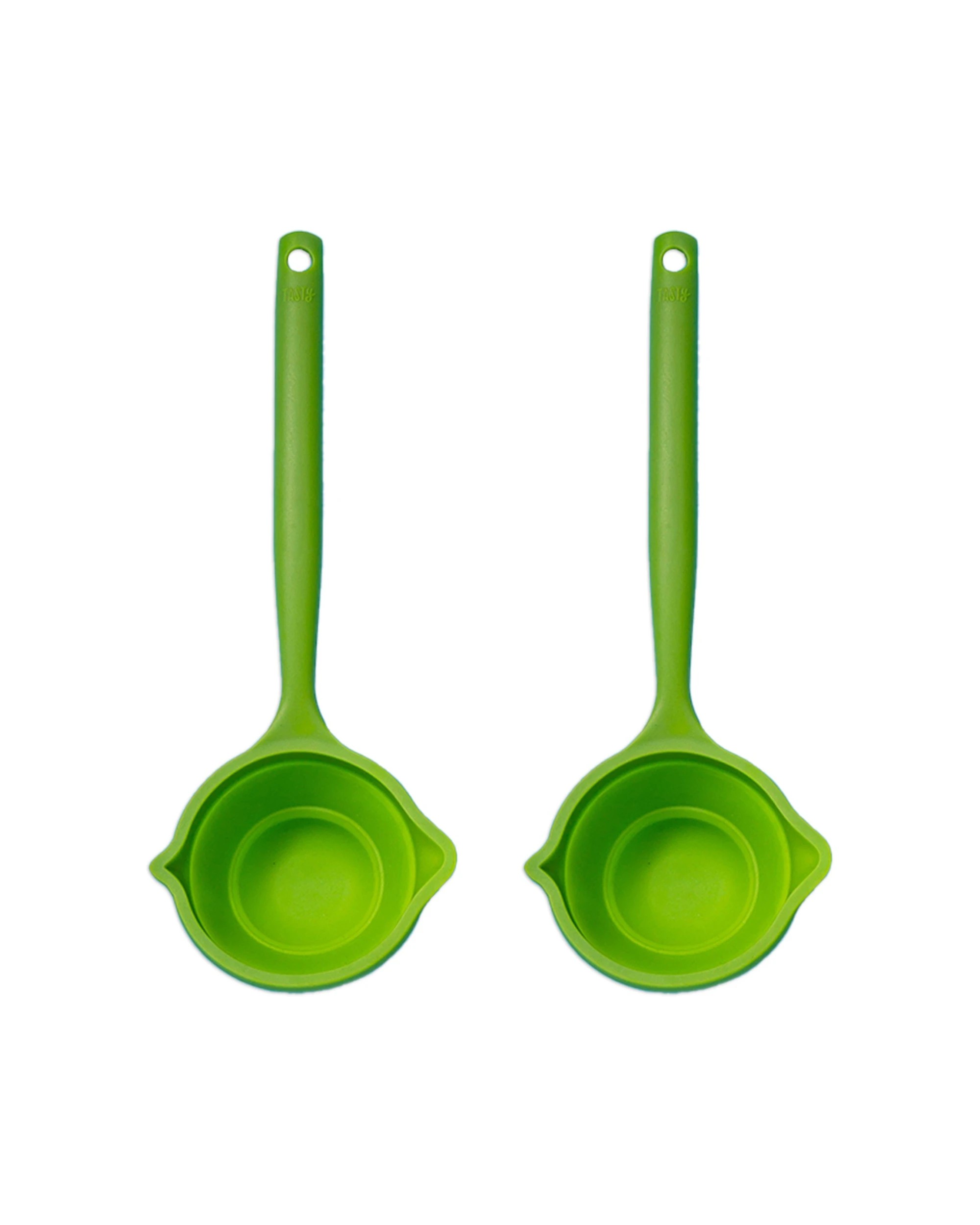 1 Tasty 2PK Silicone Foldable Soup Ladle Spoon - Green, 1 of 5