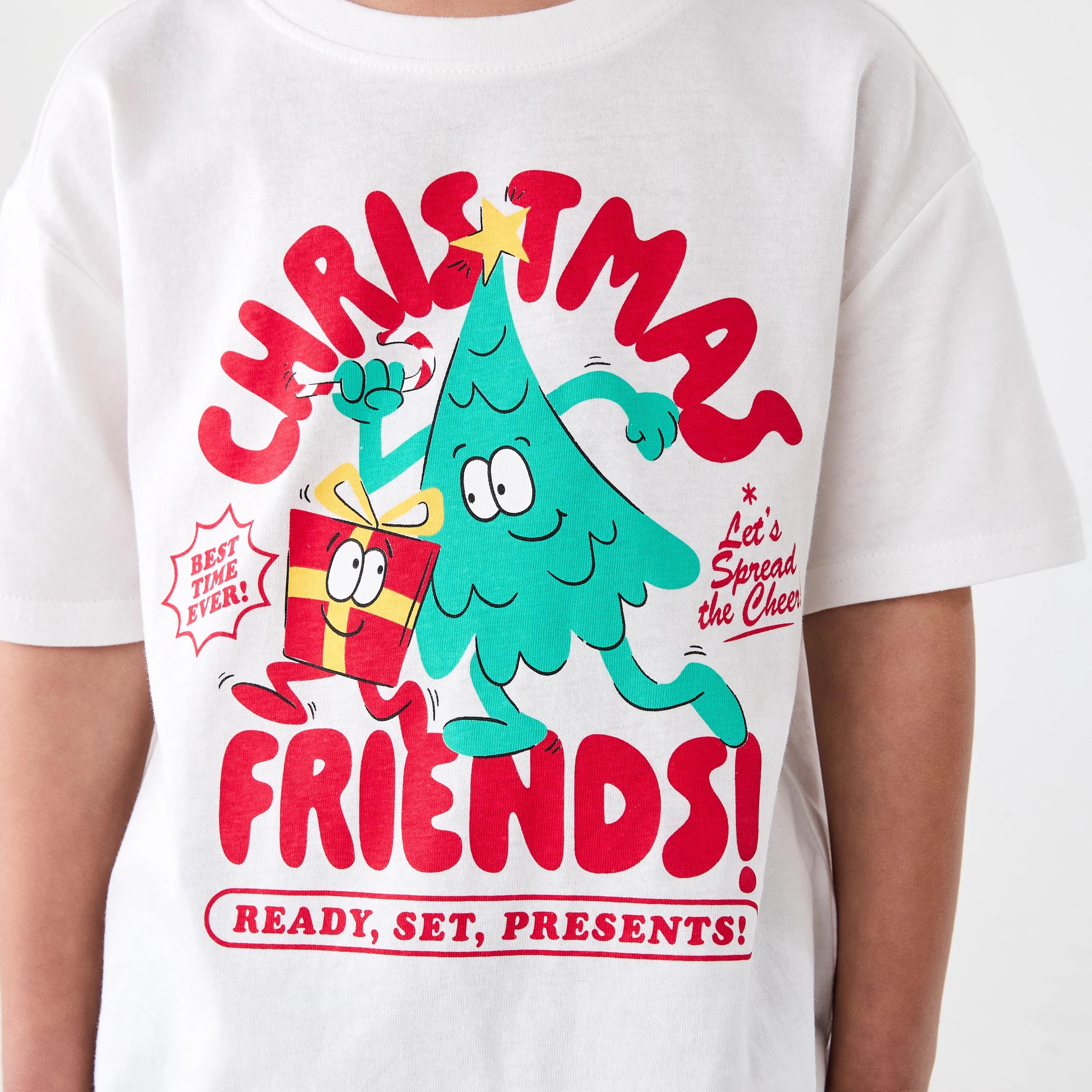 4 Christmas Print T-shirt Wht Xmas, 4 of 6