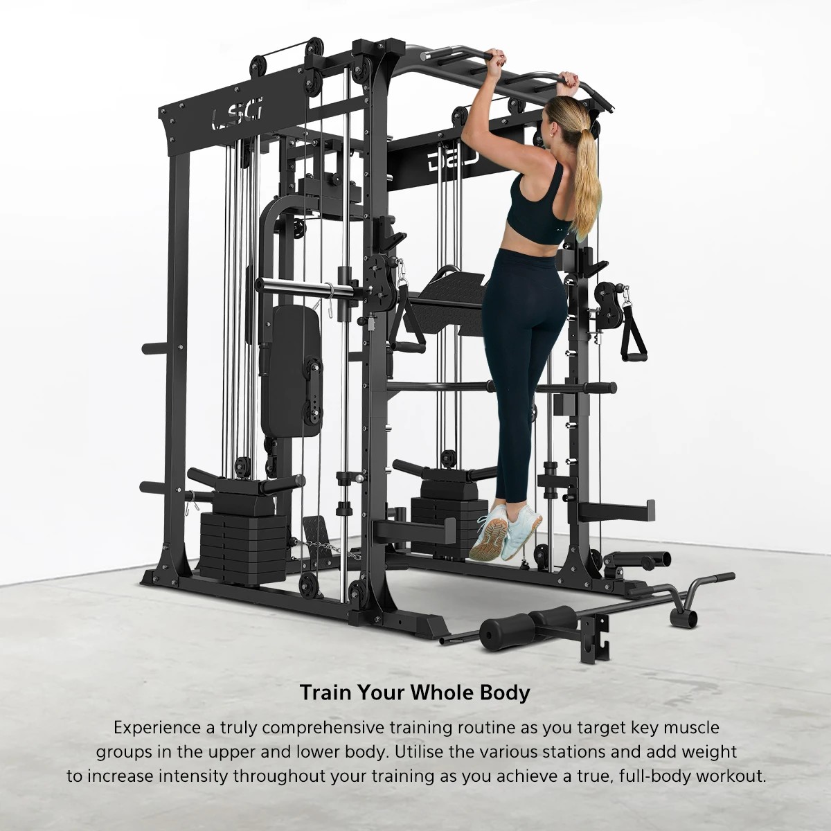 4 LSG GRK200 10-in-1 Home Gym Station, Power Rack, Smith Machine and Cable Crossover - Black, 4 of 7