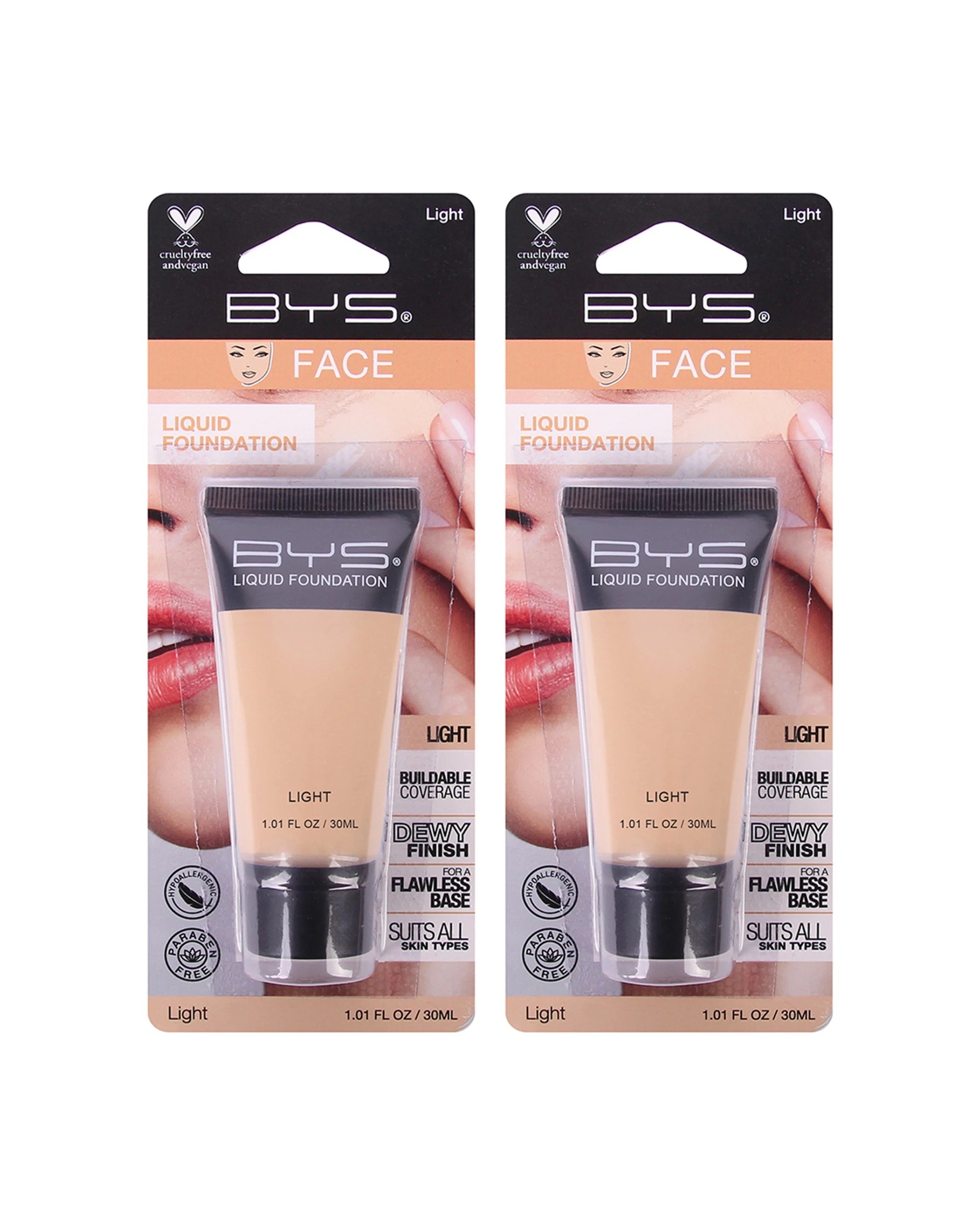 1 BYS 2PK Tube Liquid Foundation Light Creamy Blendable Finish 30ml - Natural, 1 of 3