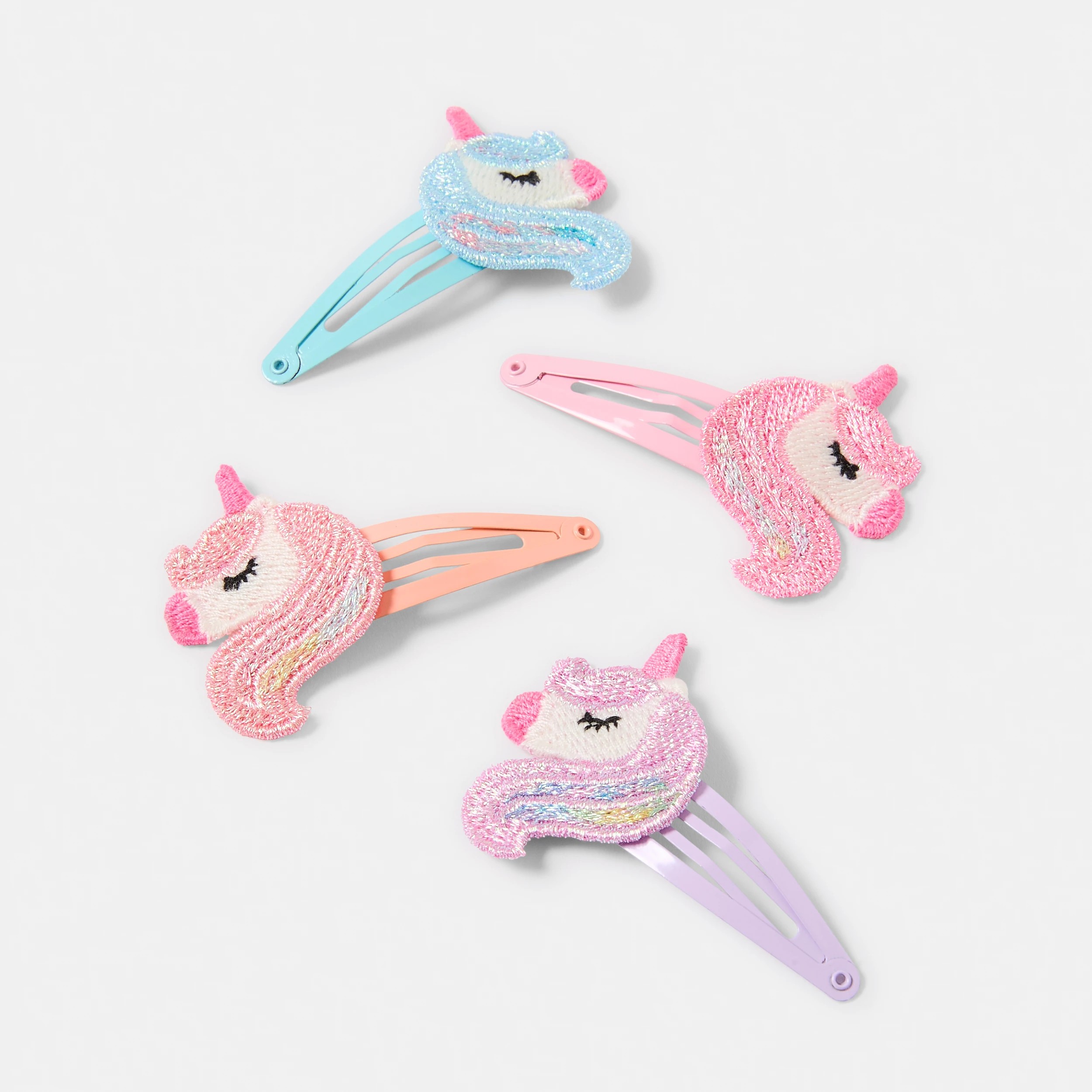 2 4 Pack Embroidered Unicorn Hair Clips, 2 of 3