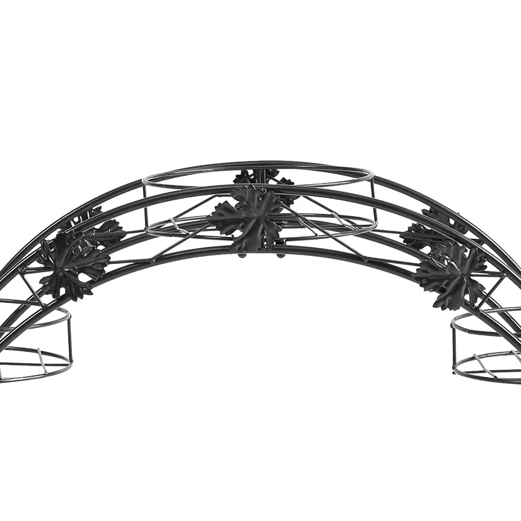 4 Levede 2 Pcs Arch Shape Metal Plant Stand with 3 Plant Pot Space - Black, 4 of 8