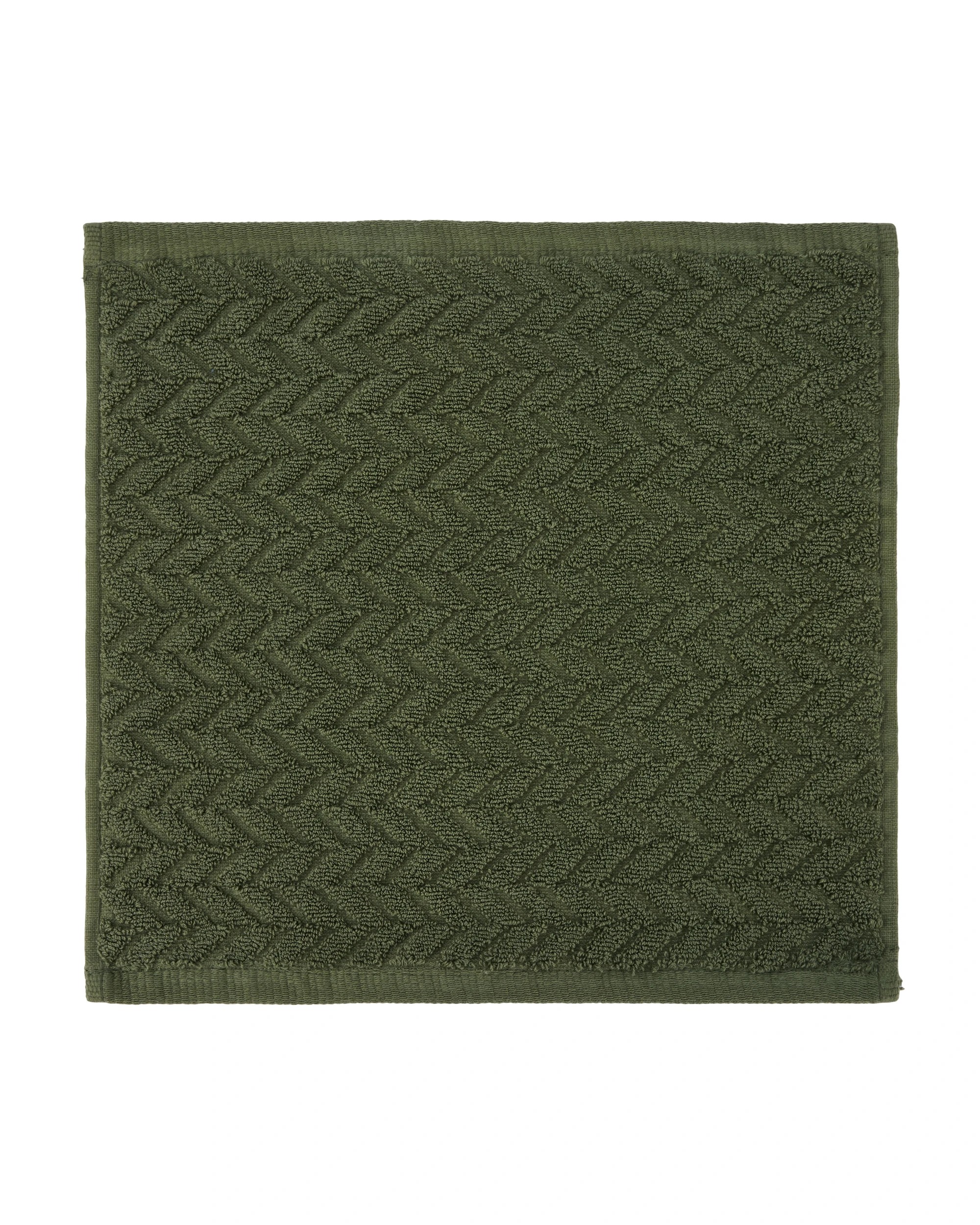 3 Chevron Cotton Face Washer - Olive, 3 of 6