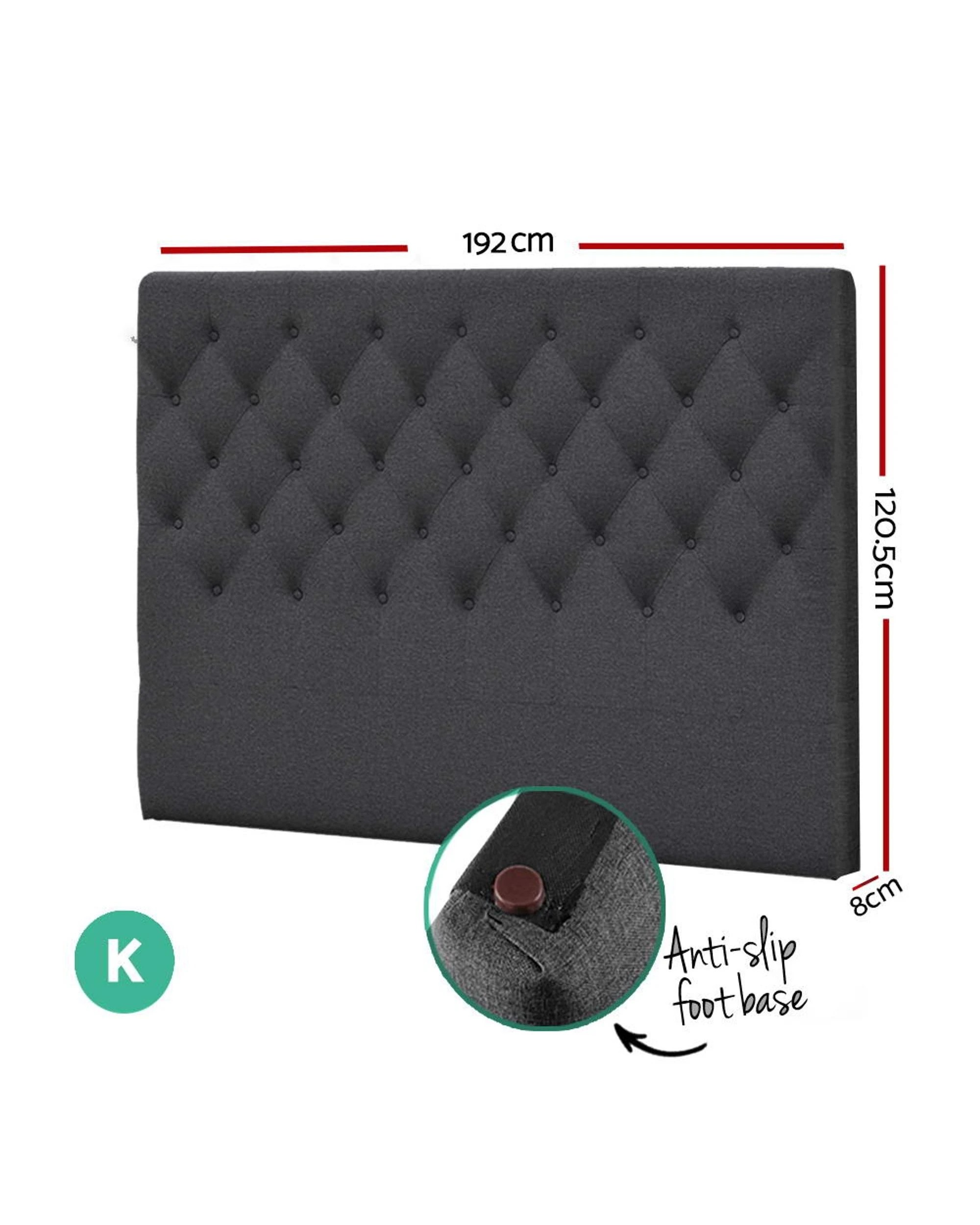 2 Artiss Bed Head Headboard King Size Fabric
 - Grey, 2 of 3