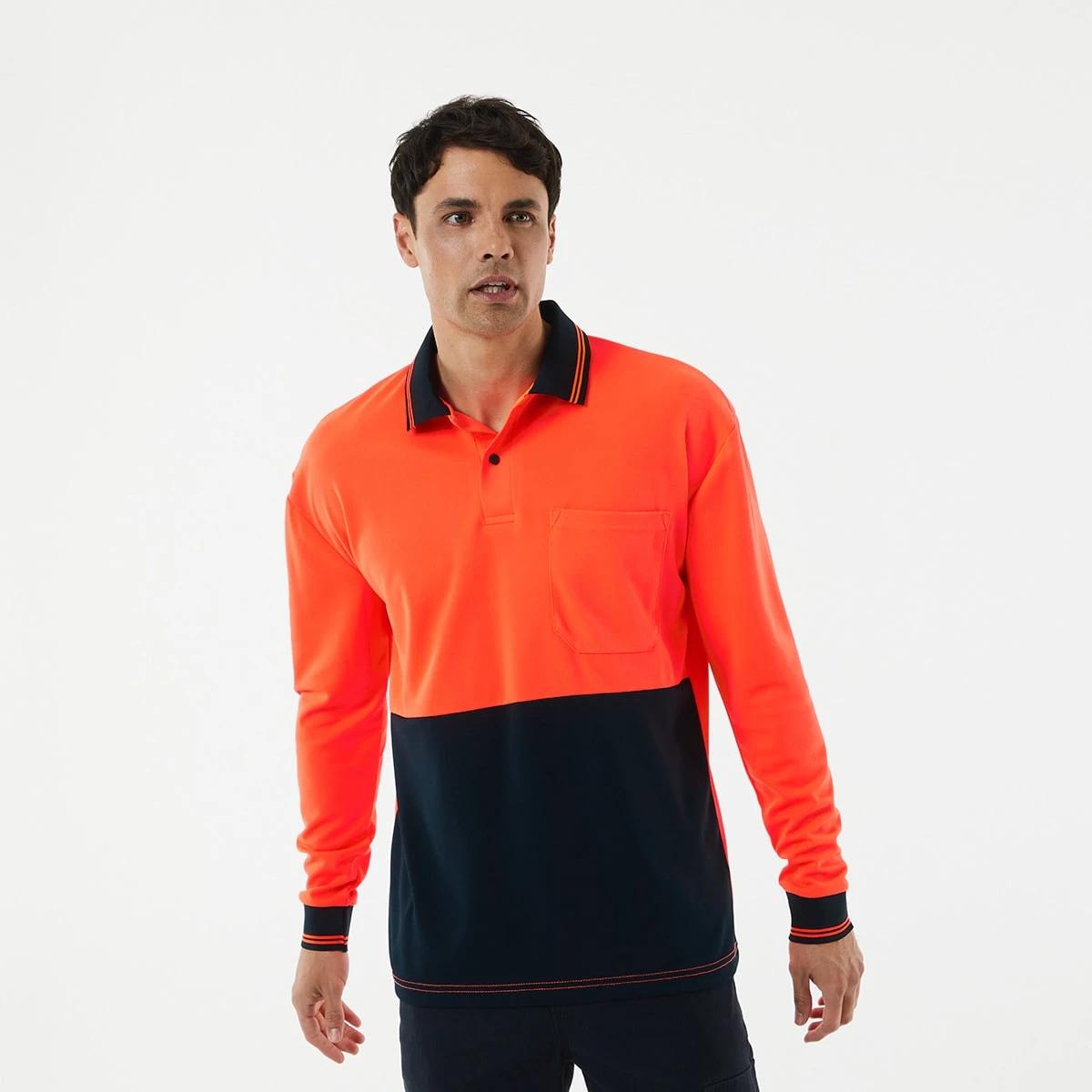 3 Hi-Visibility Long Sleeve Polo Shirt Orange, 3 of 10