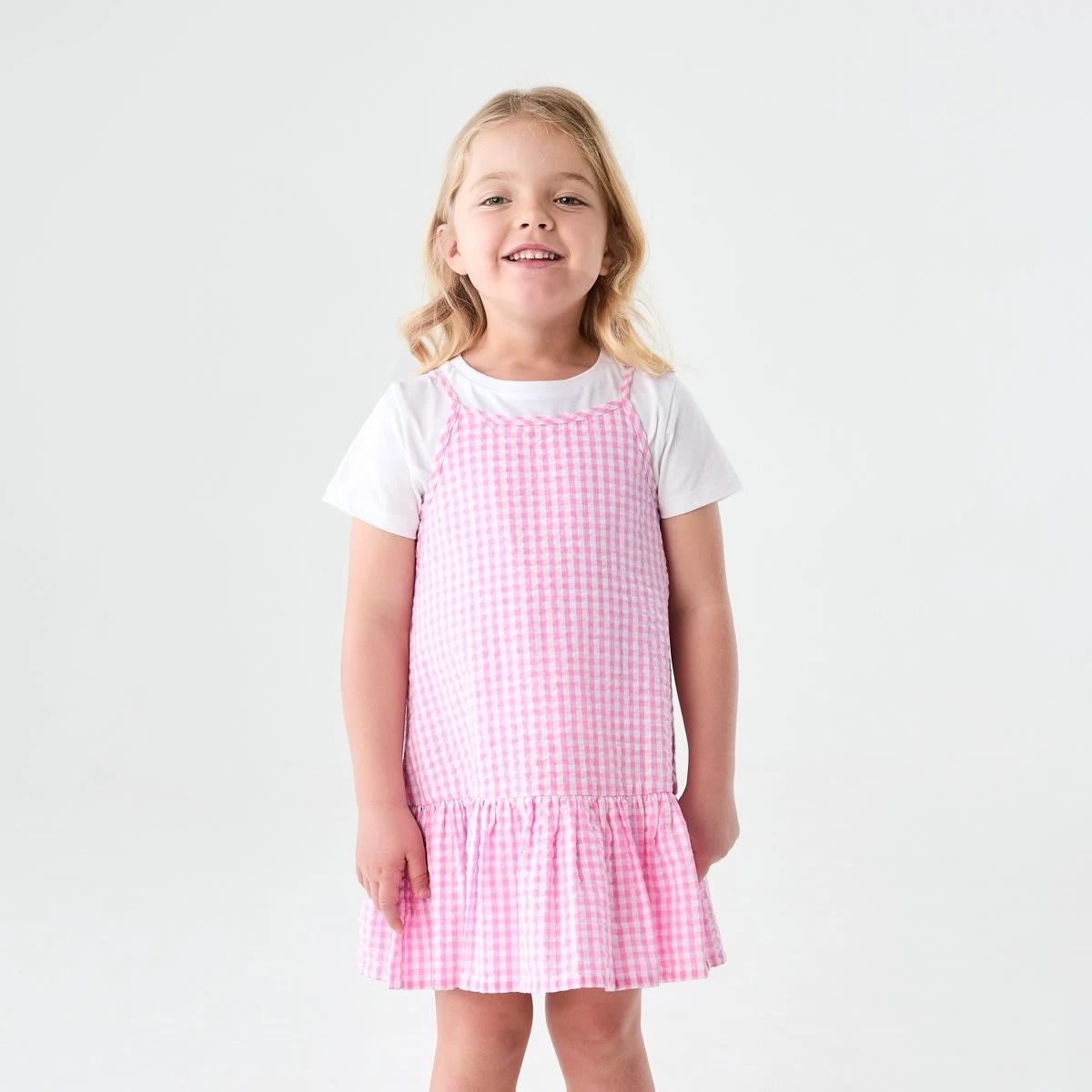 1 2 Piece Dress Set PINK WHITE CHECK, 1 of 7