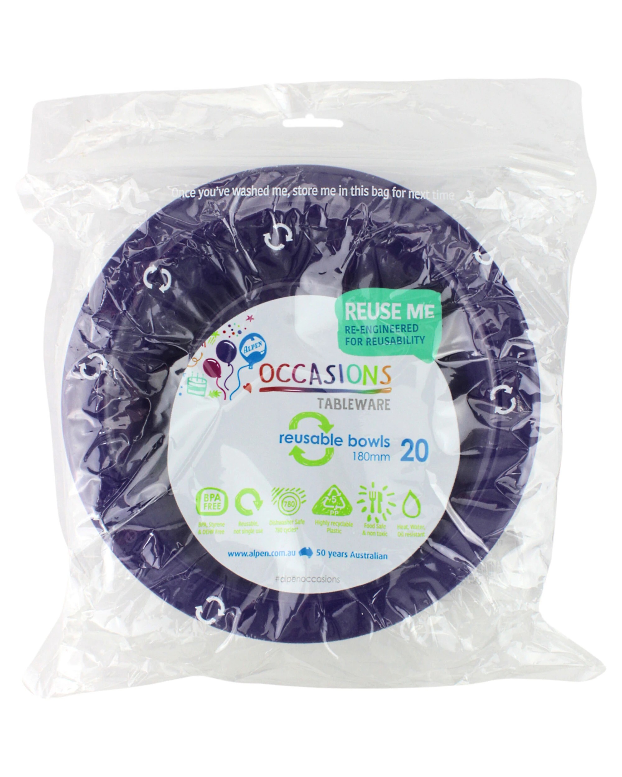 2 Alpen 18cm Reusable Bowls Pack of 20 - Purple - Purple, 2 of 3