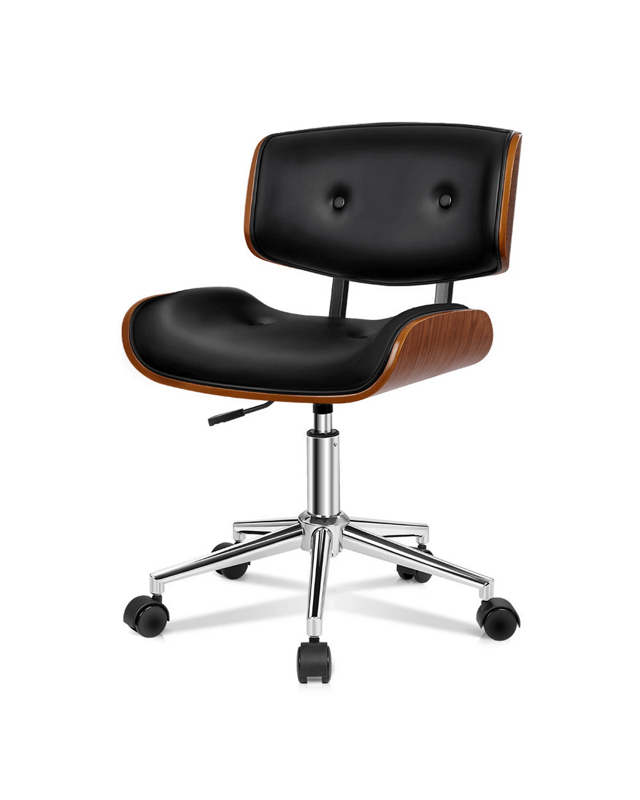 Alfordson Wooden Office Chair Computer Chairs Executive Seat Leather - B
