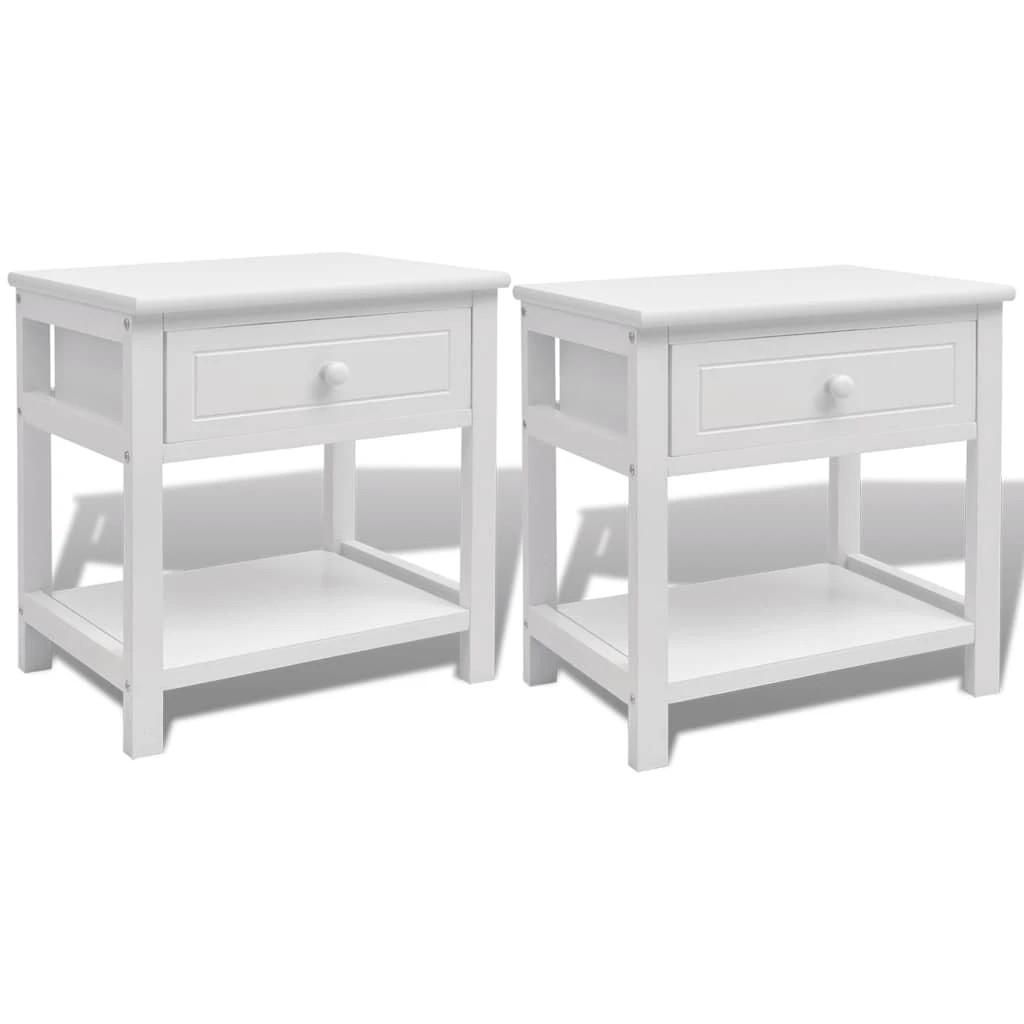 2 vidaXL Bedside cabinet Ample Storage - White, 2 of 7