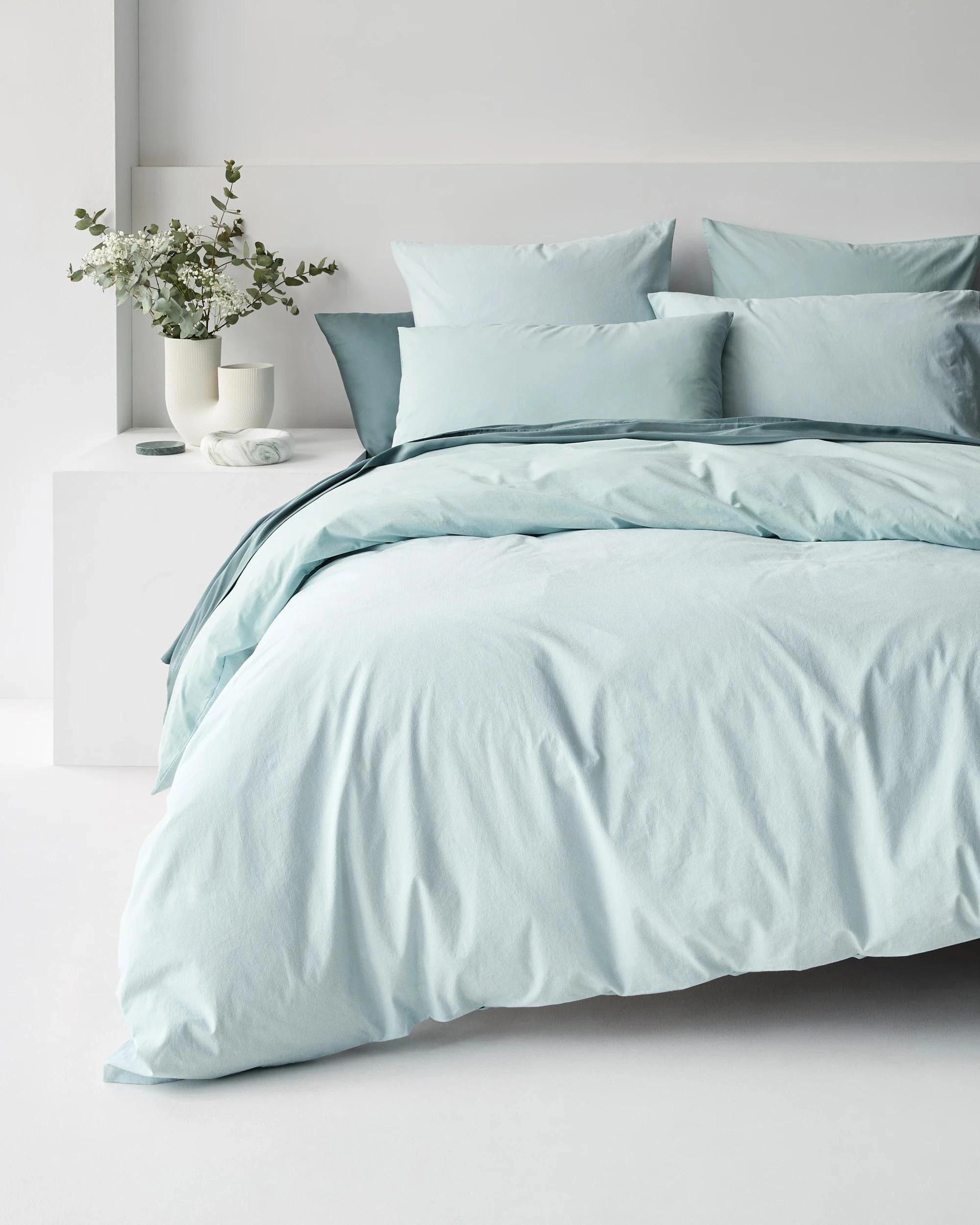 1 Arlo Cotton Stonewash Quilt Cover Set - Super King Bed - Blue, 1 of 6