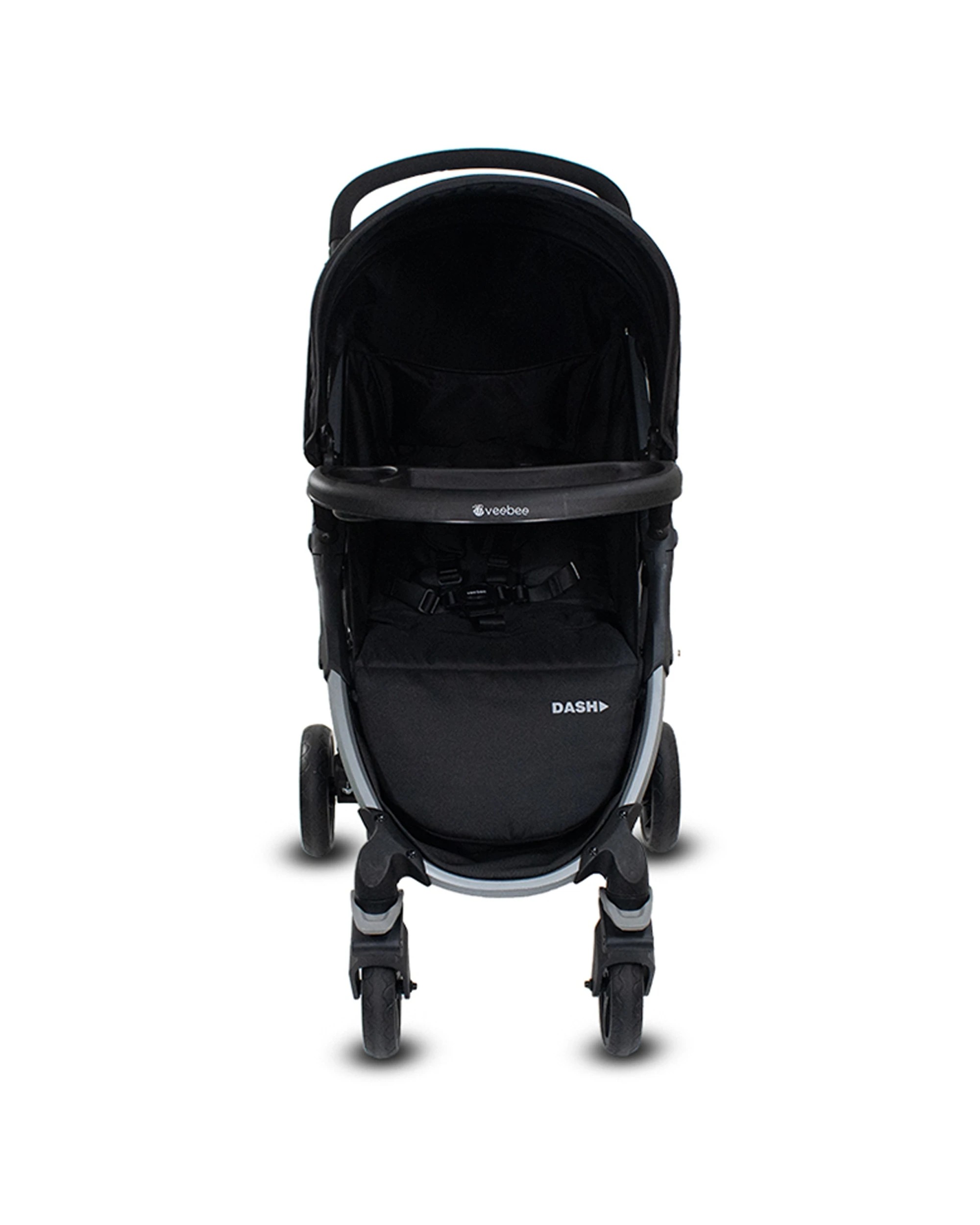 8 Vee Bee Dash Pram Foldable Reclining Baby Stroller With Tray Moon Shadow Colour
 - Black, 8 of 9