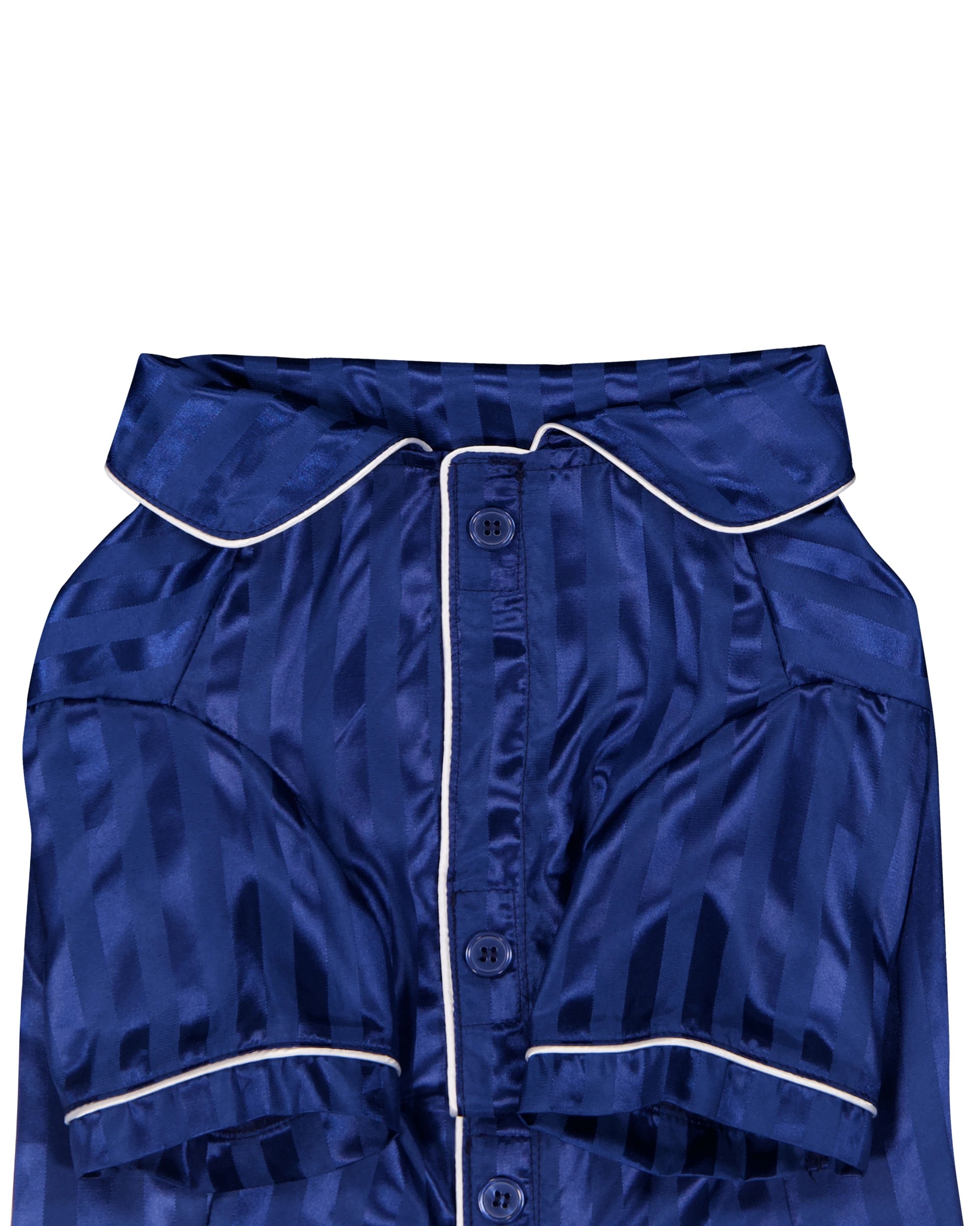 3 Pet Satin Stripe Pyjamas - Large, Navy, 3 of 9