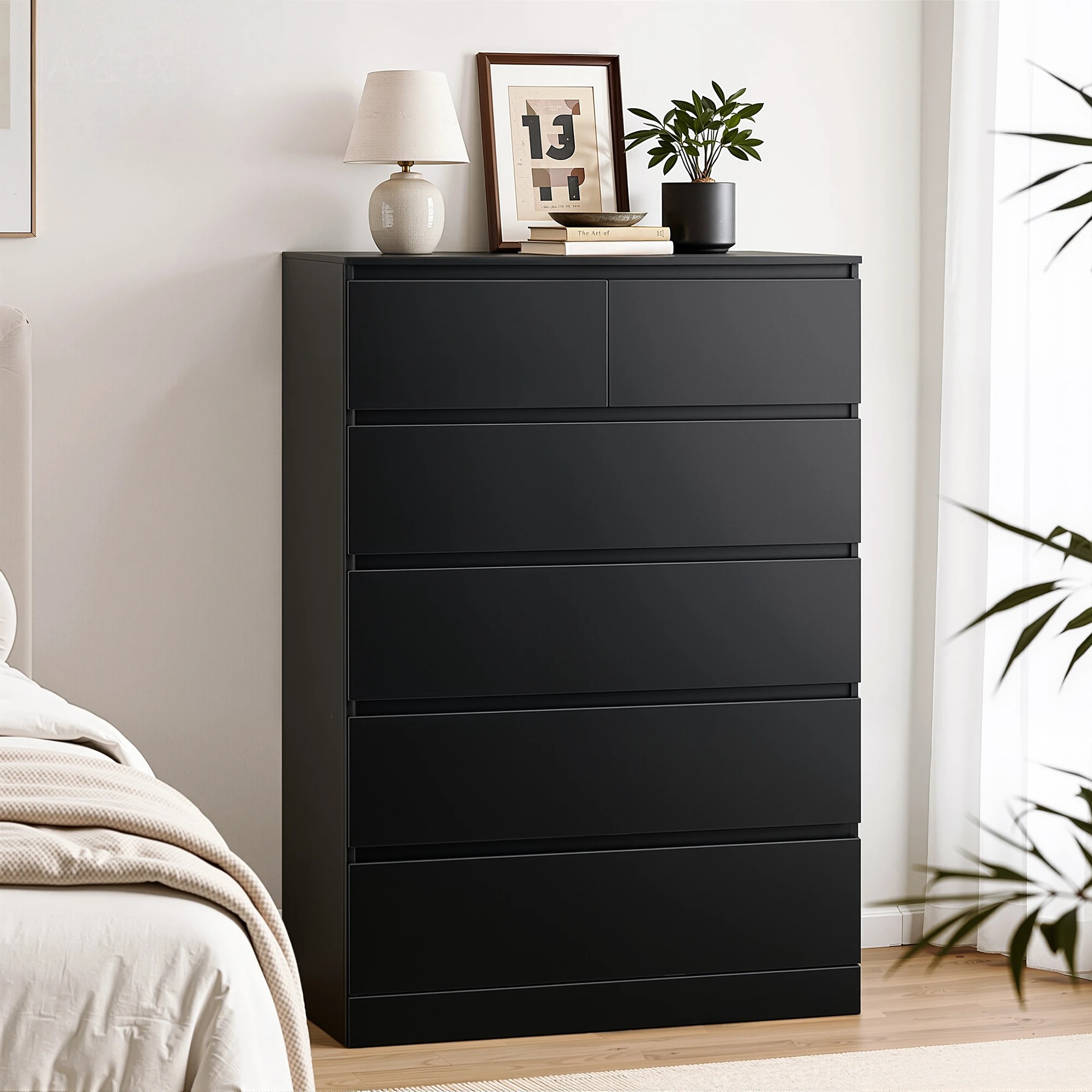 Artiss 6 Chest of Drawers Tallboy PEPE - Black - Kmart