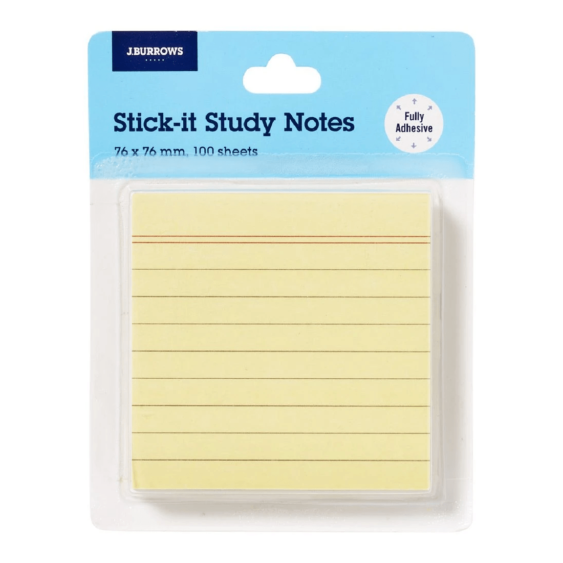 1 J.Burrows Fully Adhesive Notes 76x76mm Yellow, 1 of 3