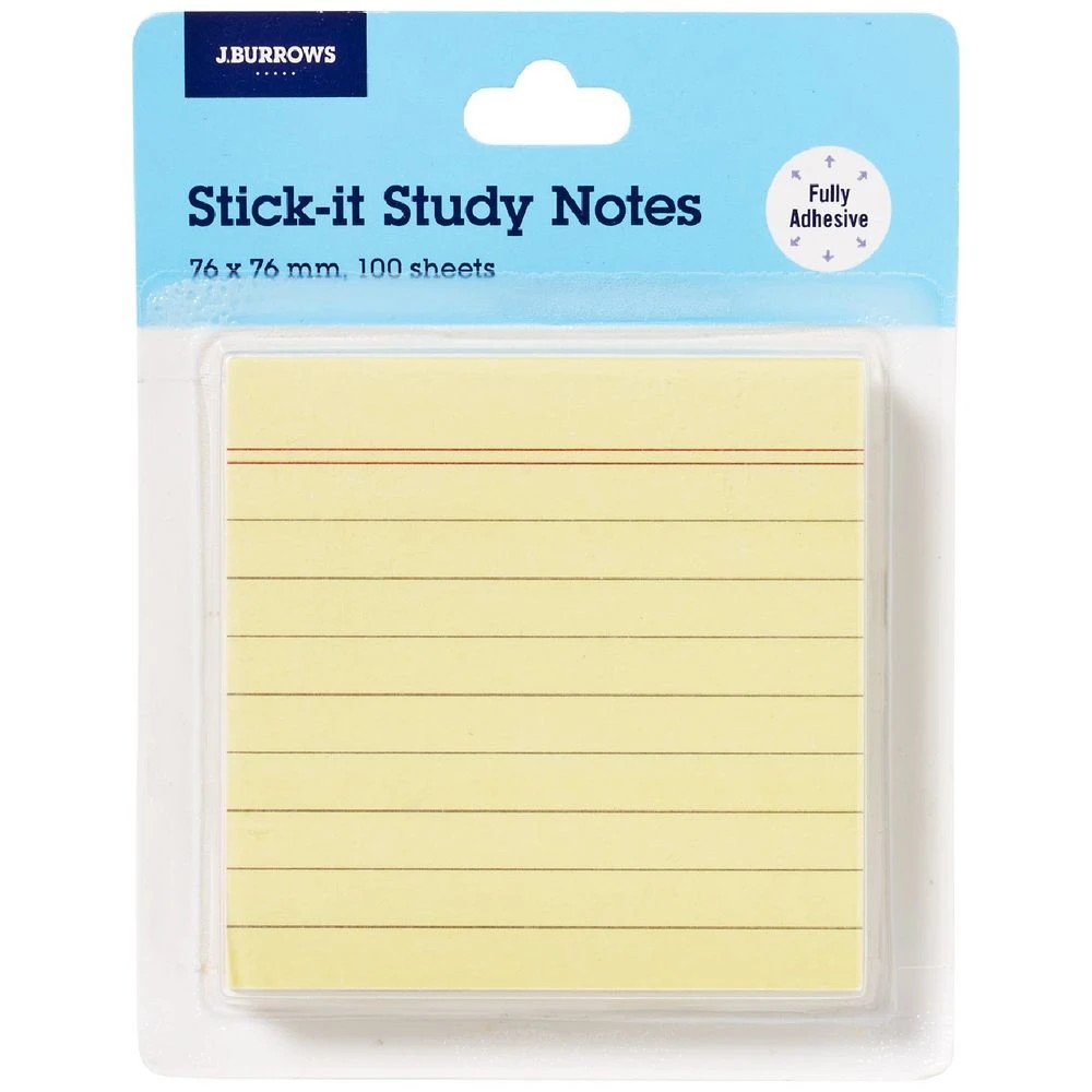 1 J.Burrows Fully Adhesive Notes 76x76mm Yellow, 1 of 3