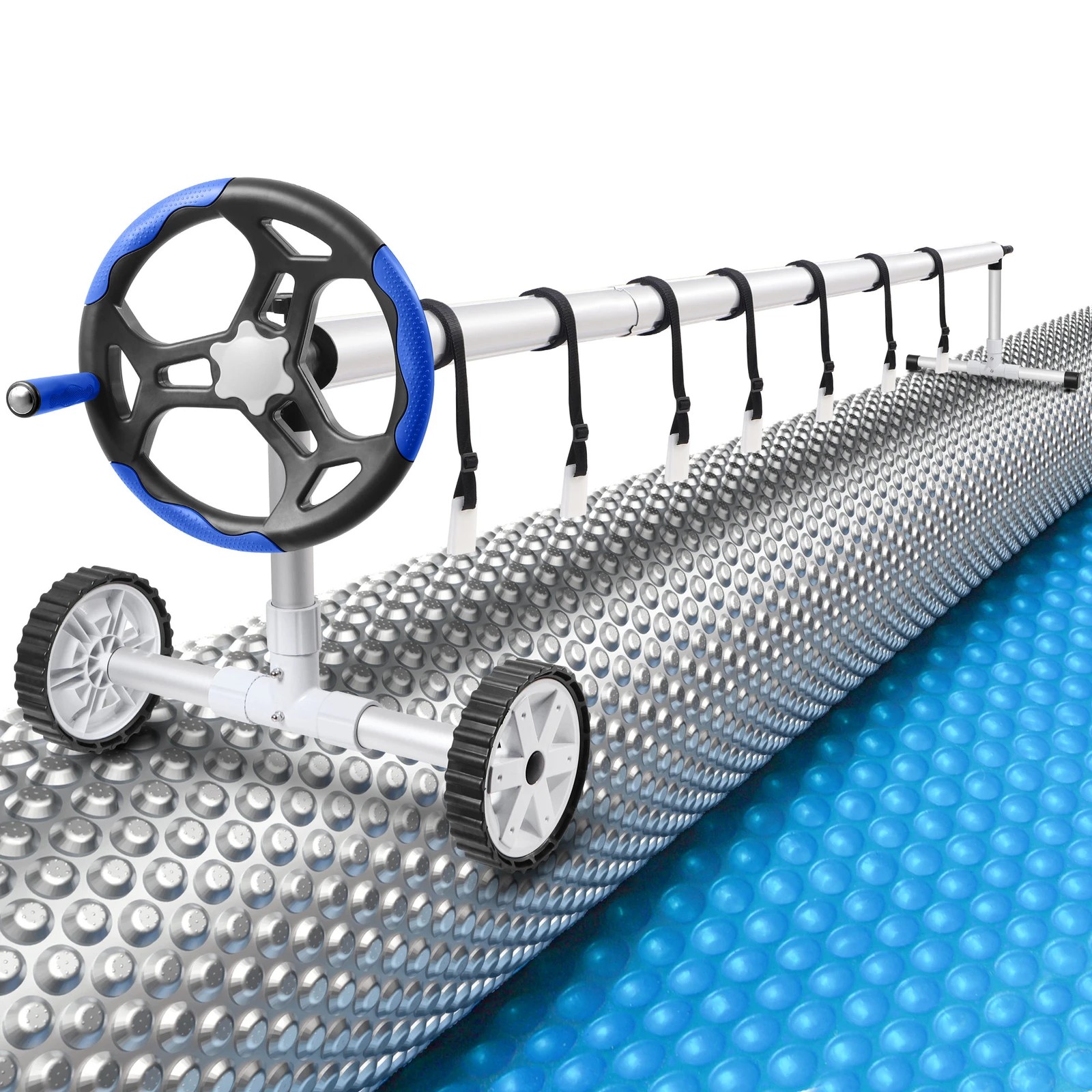 1 Alfordson Pool Cover 500 Micron 10X4M Solar Blanket Swimming 6M Roller Reel - Blue, 1 of 8