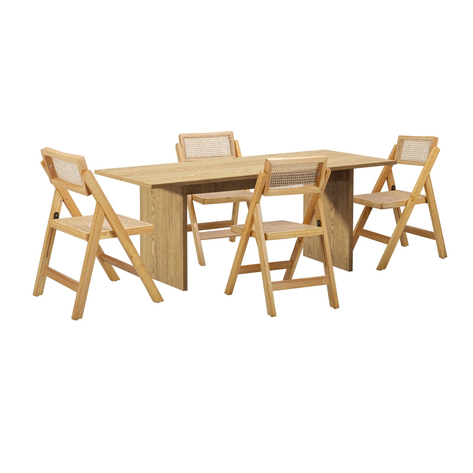 10 Oikiture 180cm Rectangular Dining Table With 4pcs Dining Chairs Foldable
 - Natural, 10 of 10