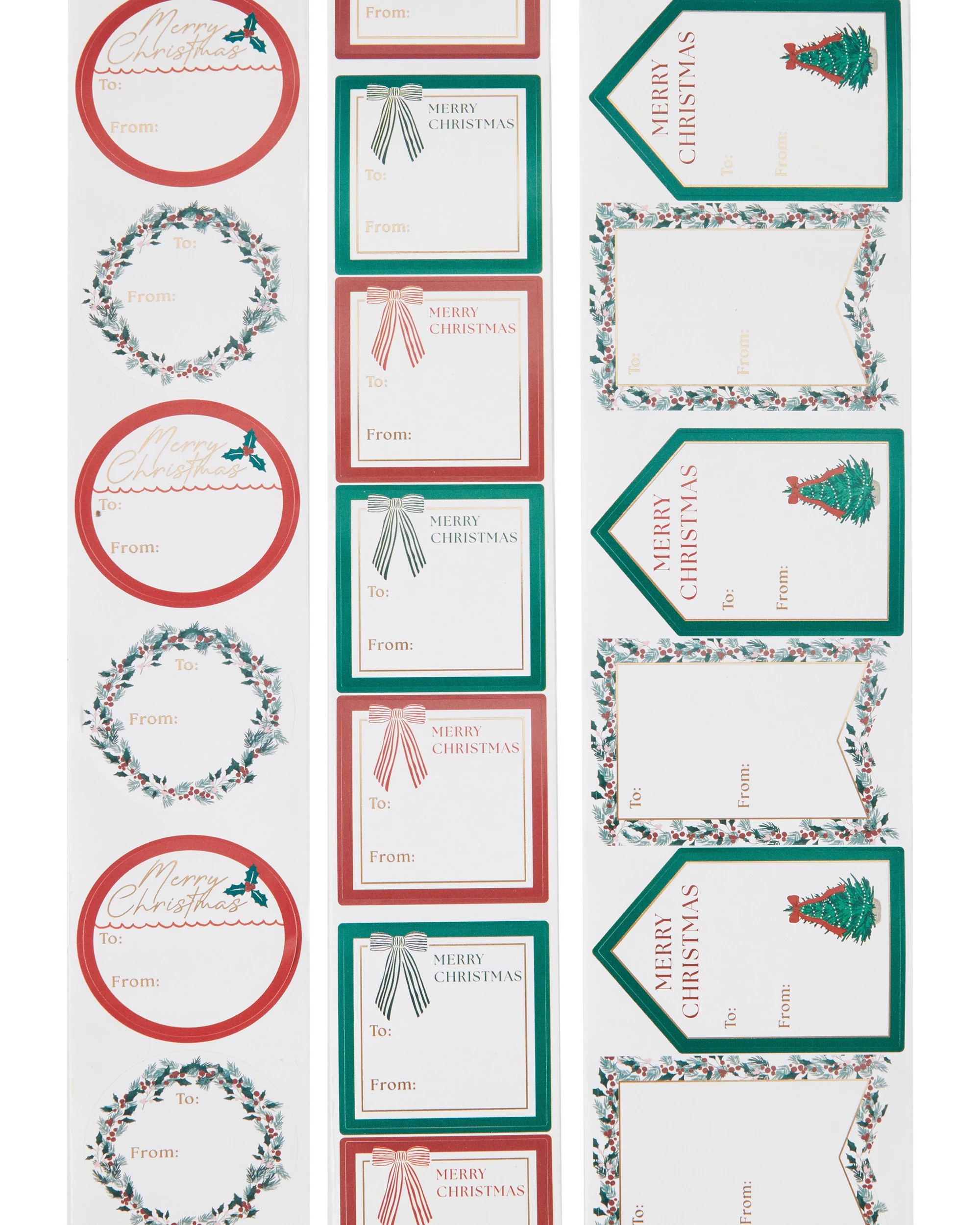 3 120 Pack Christmas Sticker Tags Roll - Assorted, 3 of 6