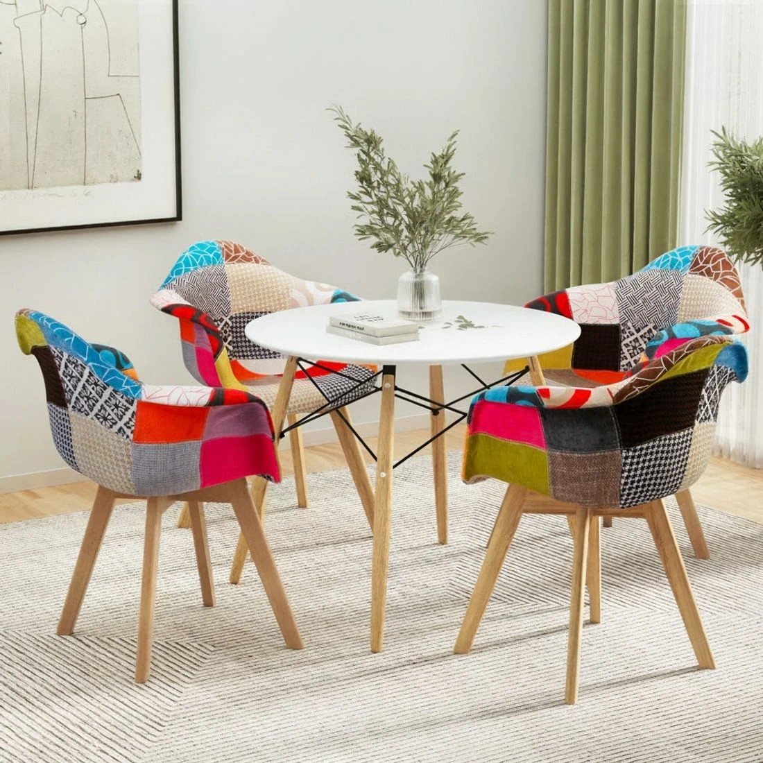 4 1 Artiss Dining Table and 4 Chairs Set DSW - Multi, 4 of 7