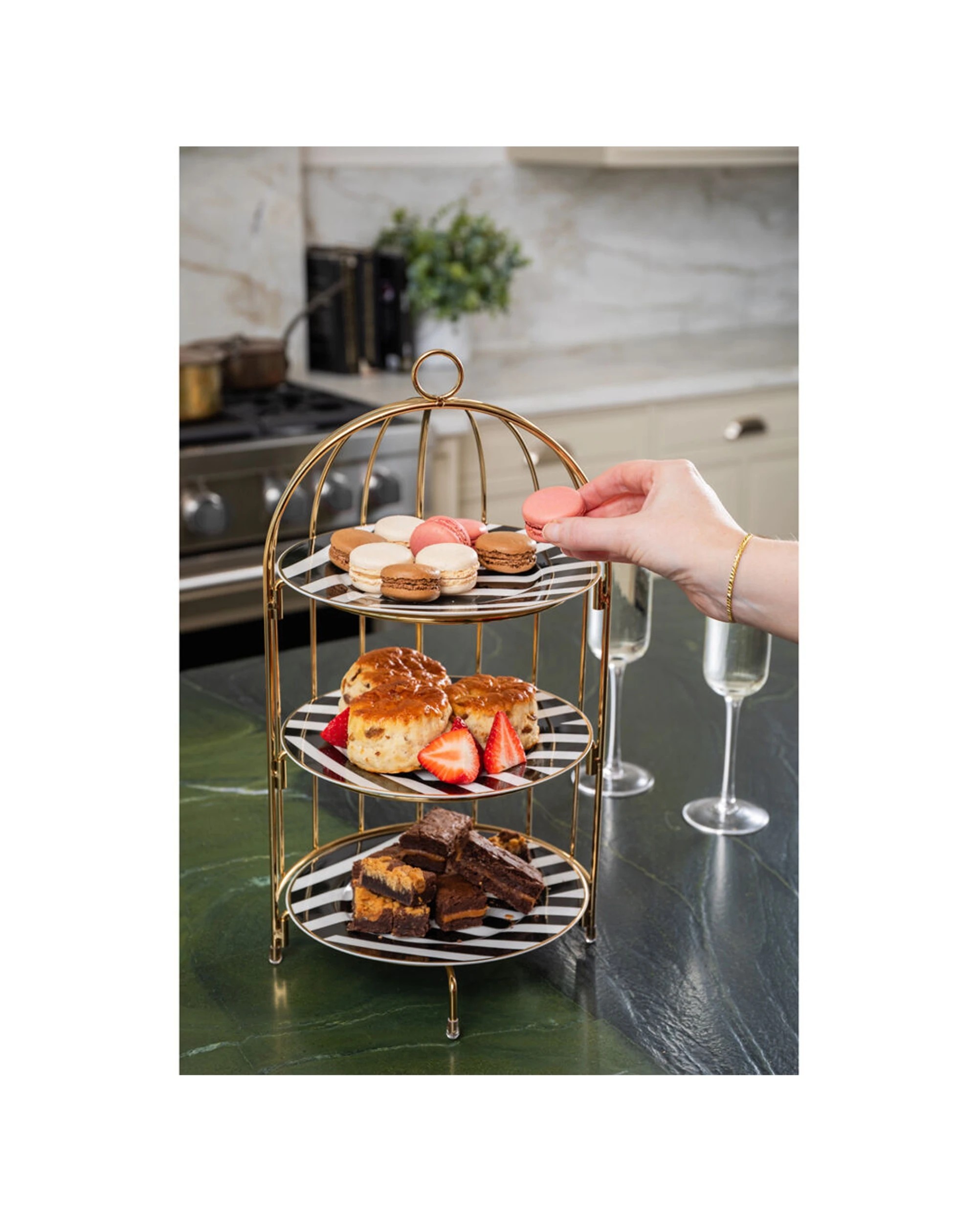 3 Artesa 3 Tier Afternoon Tea Cake Bird Cage Stand Holds 3 Trays - Metallic, 3 of 3