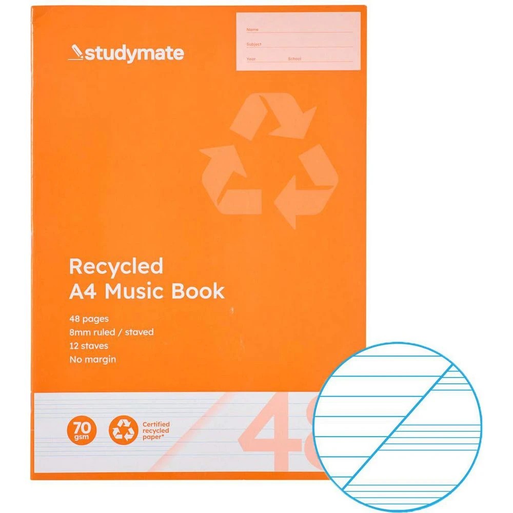 1 Studymate A4 Recycled Music Book 48 Page, 1 of 3