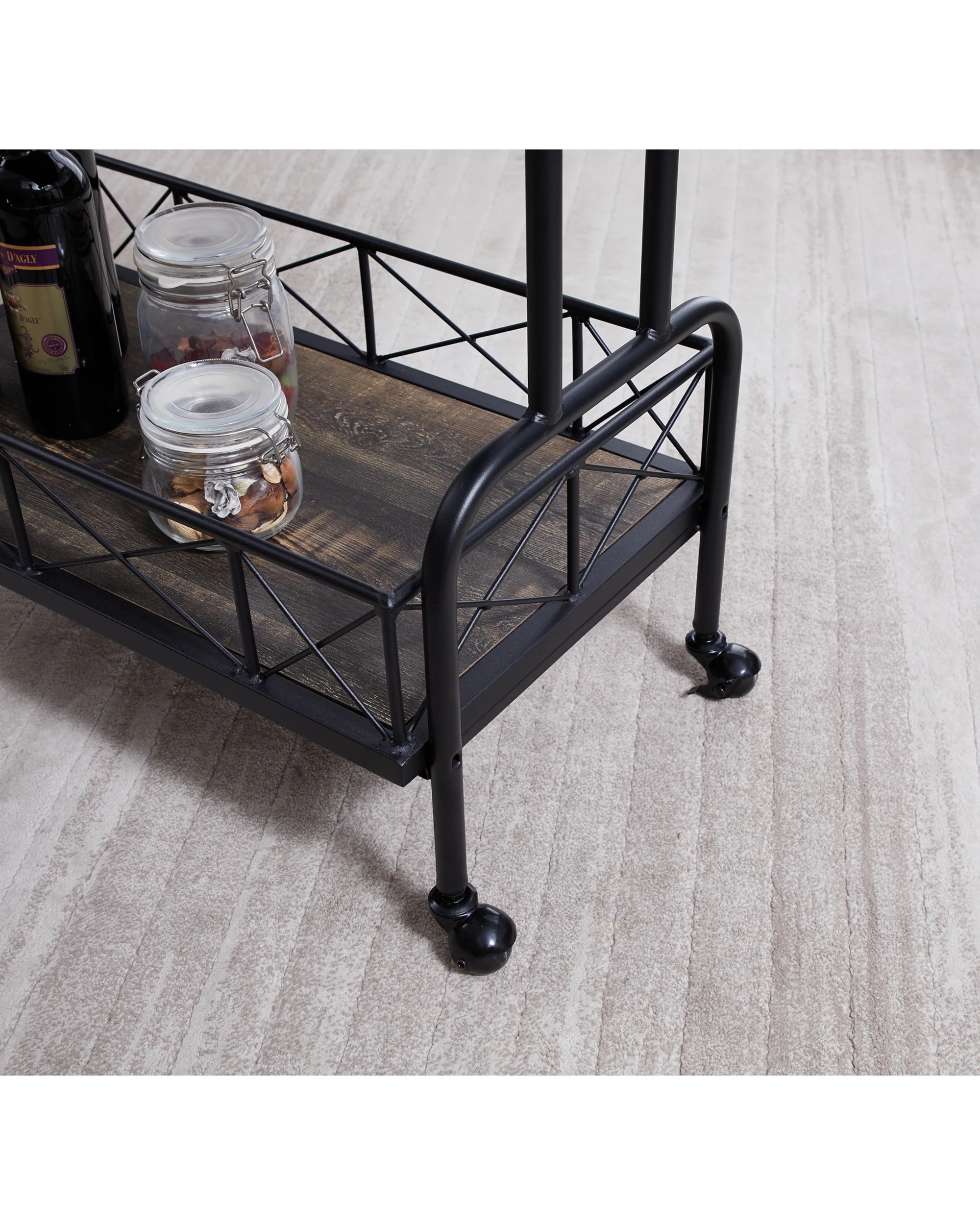 5 IHOMDEC Drink Trolley Wood and Metal Bar Carts - Black, 5 of 10