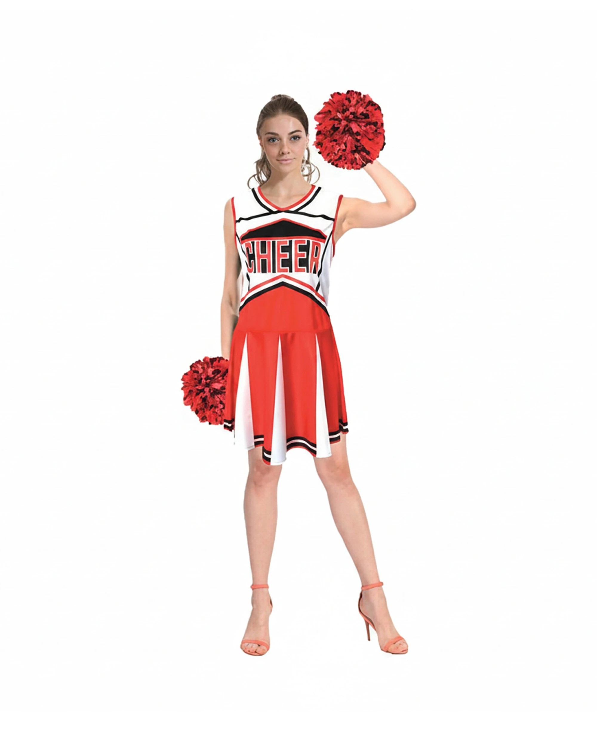 1 JD Party Adult Cheerleader Costume Sleeveless Dress Set M/L - Red, 1 of 1