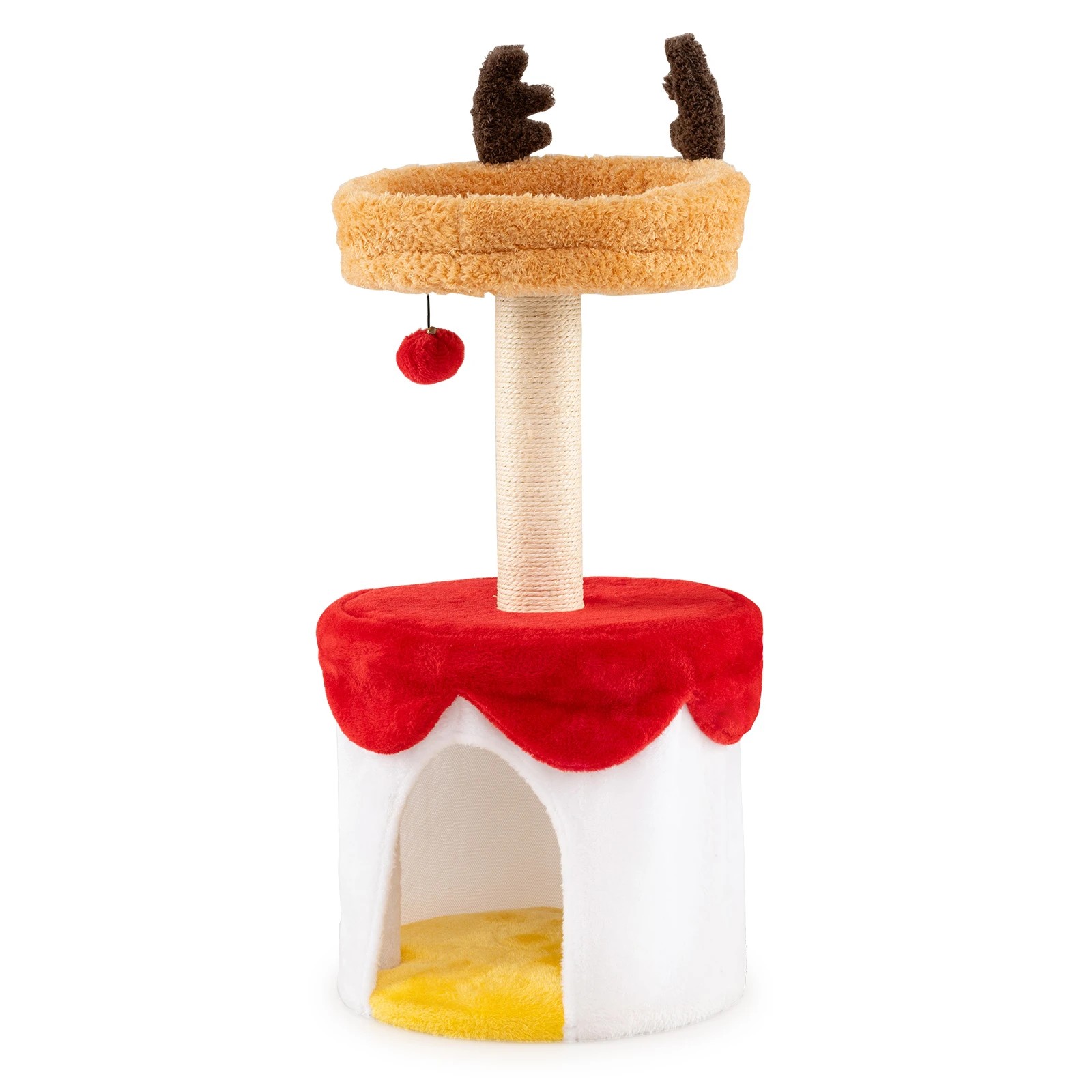 1 Costway 80cm Christmas Cat Tree Modern Kitten Tower with Sisal Scratching Post, 1 of 7