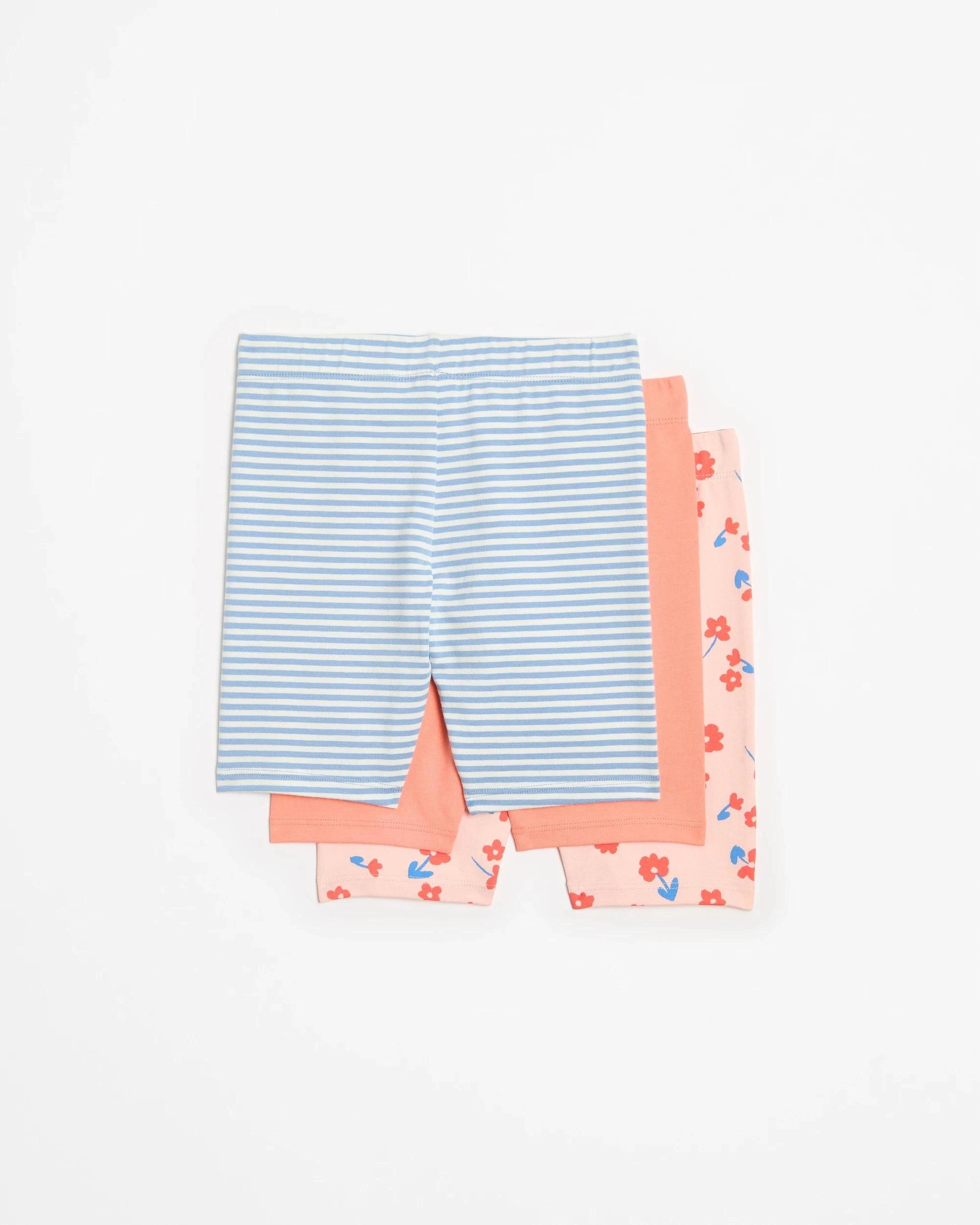 5 Target Kids Australian Cotton Bike Shorts 3 Pack PINK FLORAL BLUE STRIPE, 5 of 5