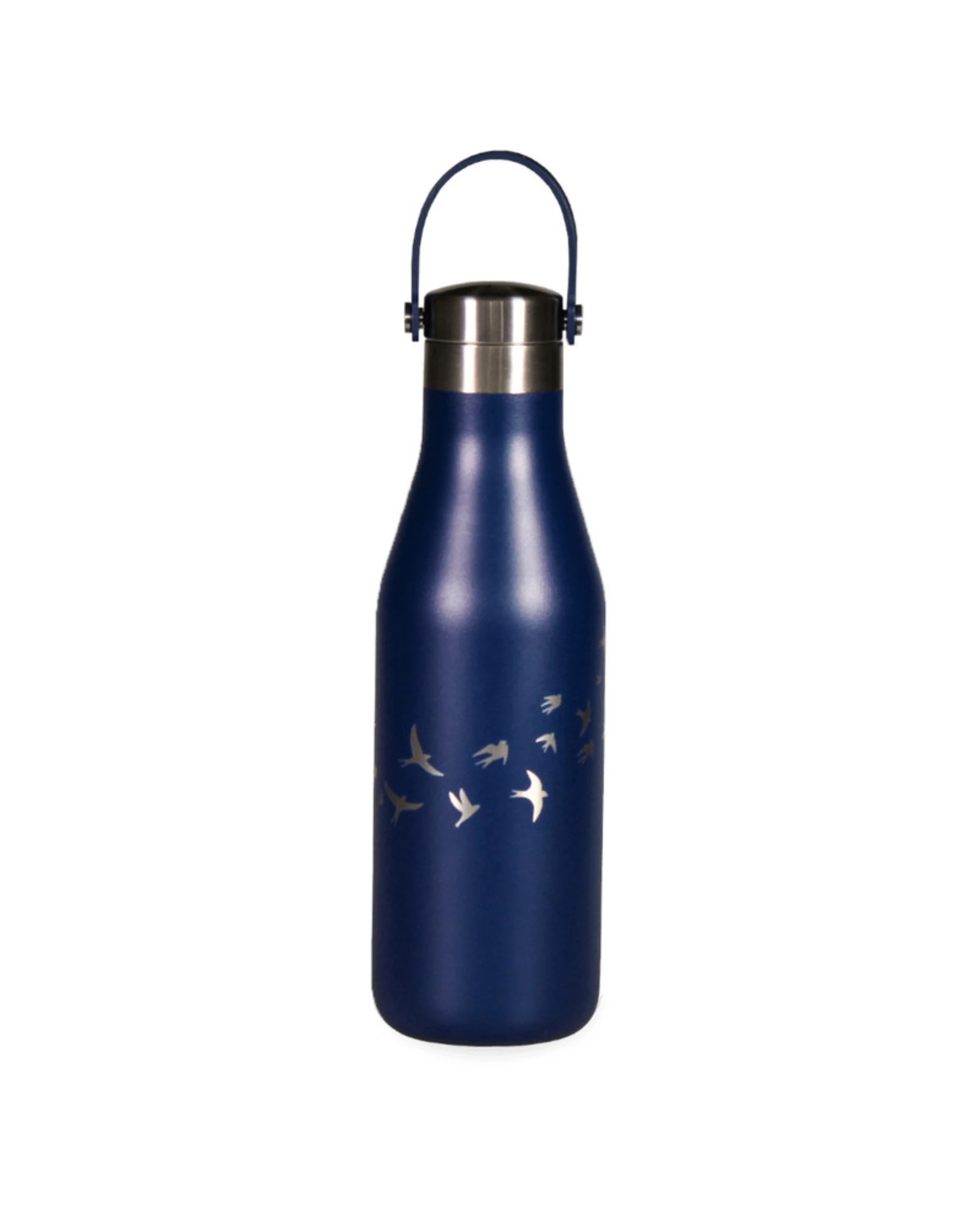1 O'helo Bottle With Etched Swallows - Blue, 1 of 3