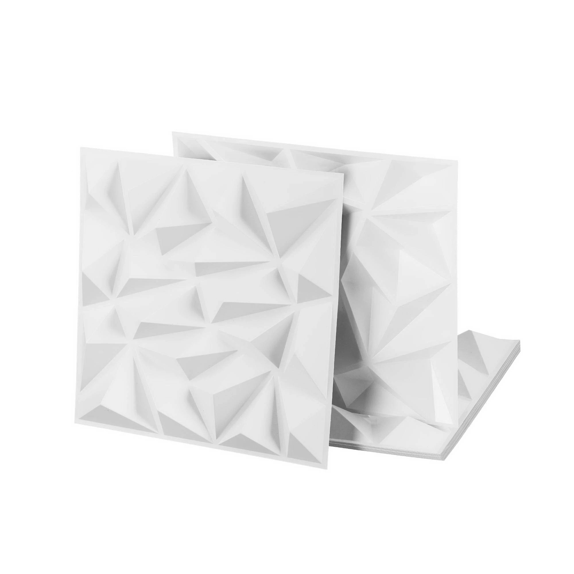 1 Artiss 3D Wall Panels Diamond 15PCS PVC Decorative Panels 50x50cm Feature Wall - White, 1 of 8