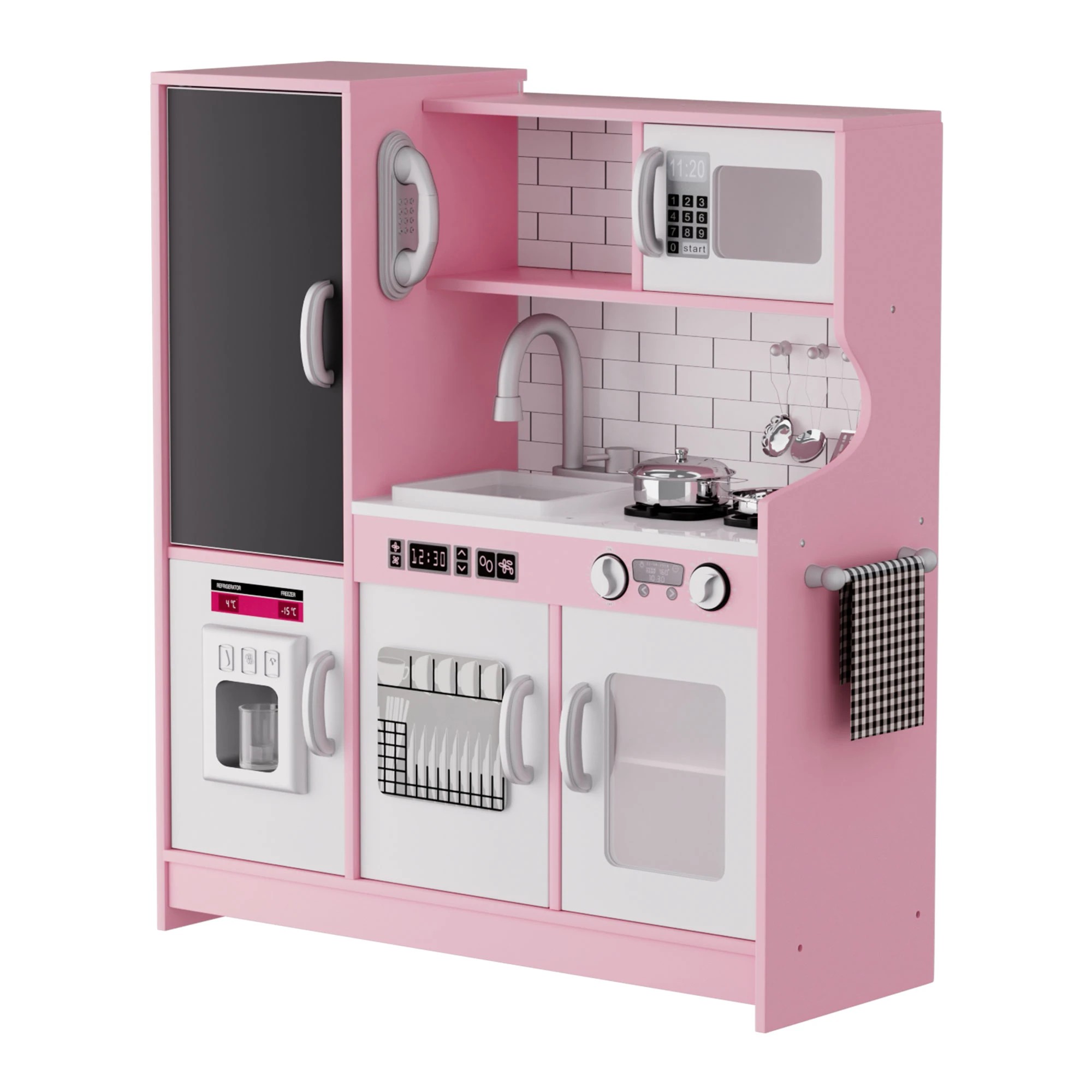 1 Bopeep Kids Kitchen Set Wooden Pretend Play Cooking Toys Play Set Oven Children, 1 of 9