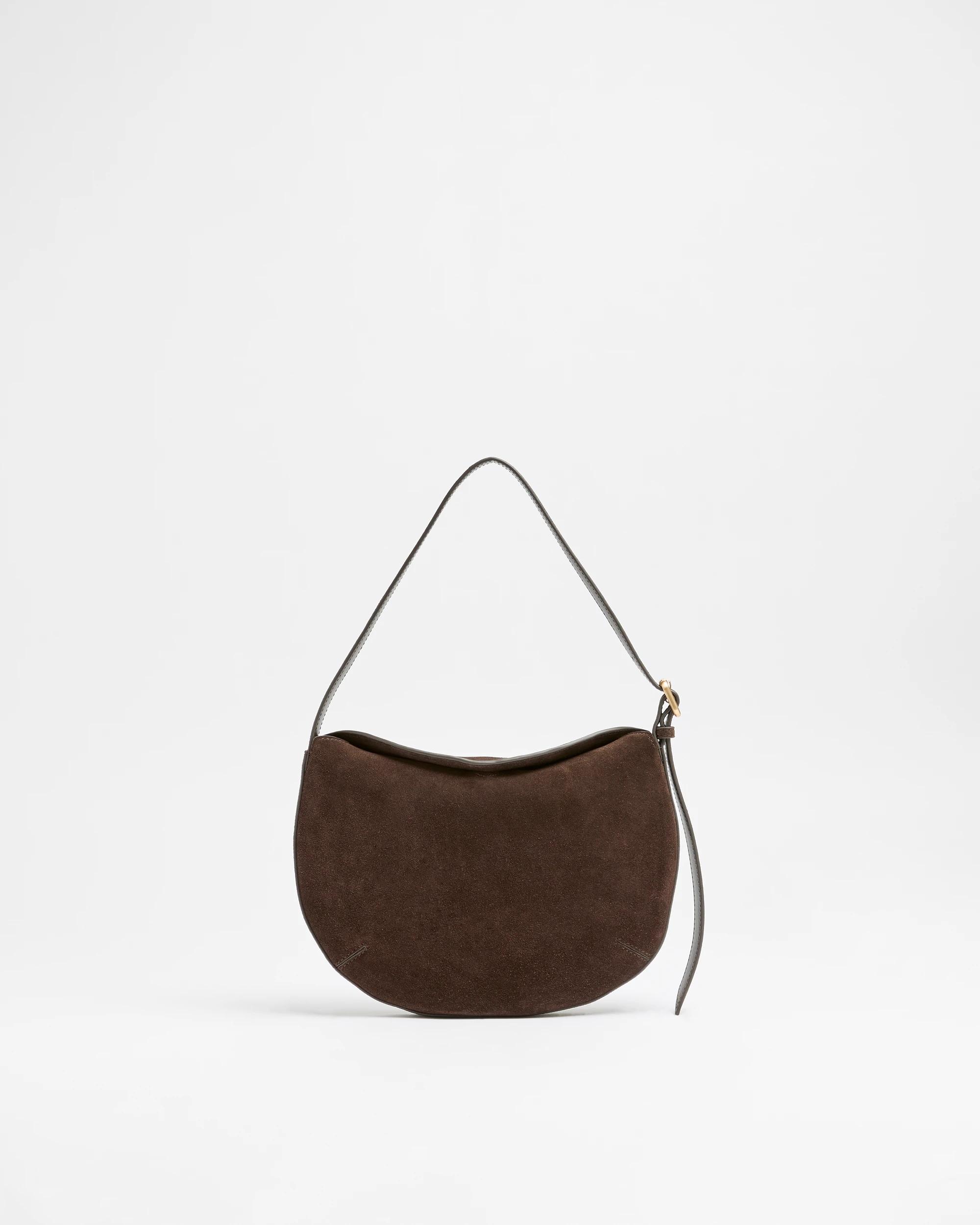 1 Target Premium Suede Leather Crescent Shoulder Bag CHOCOLATE, 1 of 1