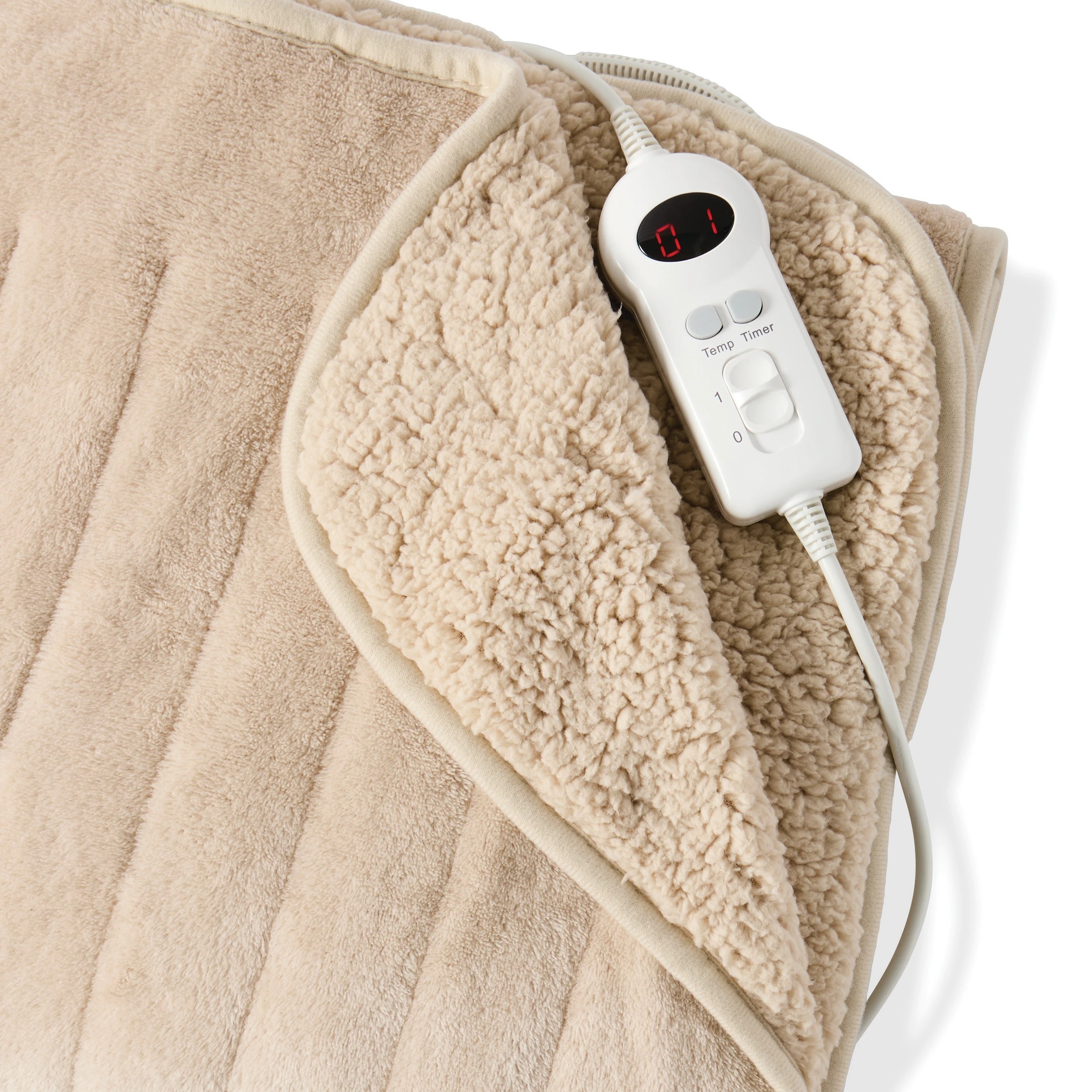 6 Heated Throw Sherpa - Natural, 6 of 6