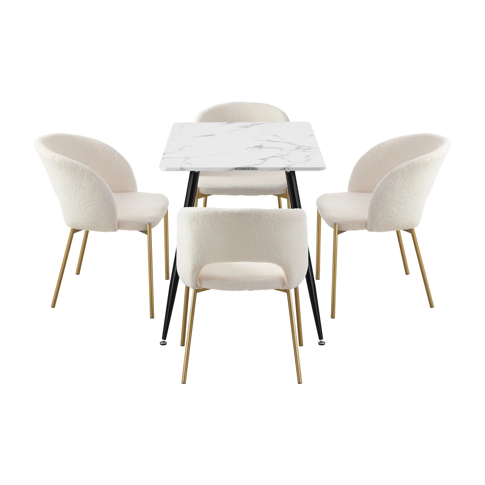 9 Oikiture 120cm Rectangle Dining Table with 4PCS Dining Chairs Sherpa - Multi, 9 of 9