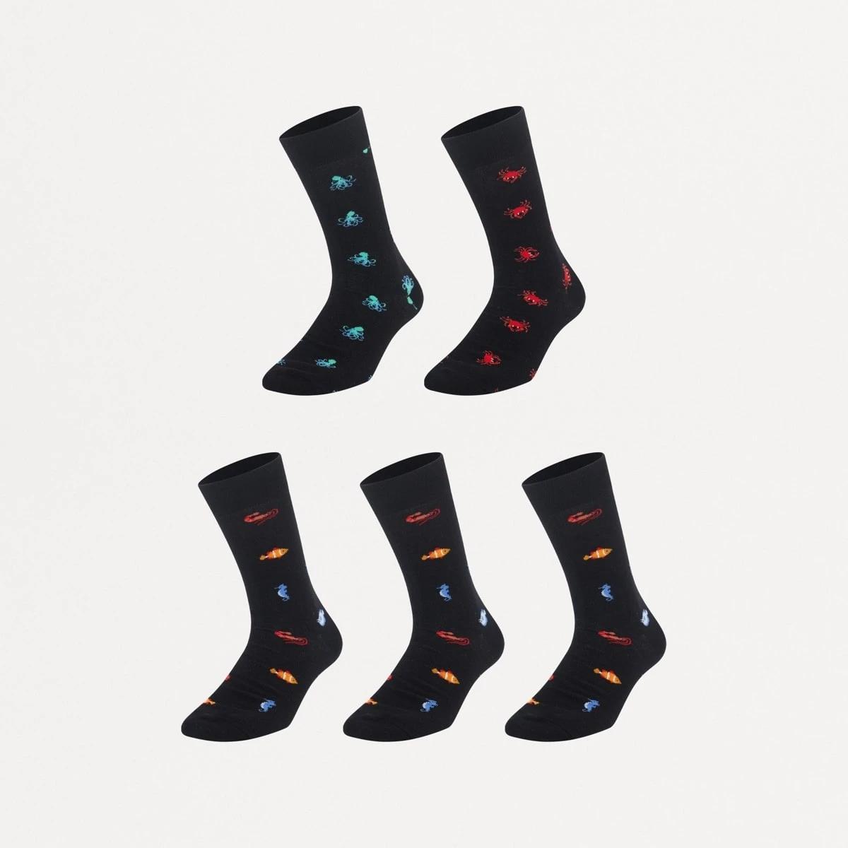 1 5 Pack Pattern Socks Mini Sea, 1 of 3