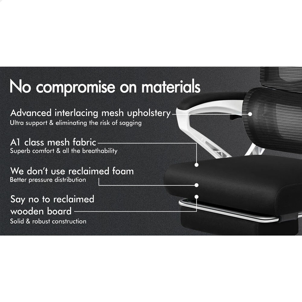 10 Alfordson Mesh Office Chair Racing Ergonomic Executive Computer Recliner Work - White Black, 10 of 10