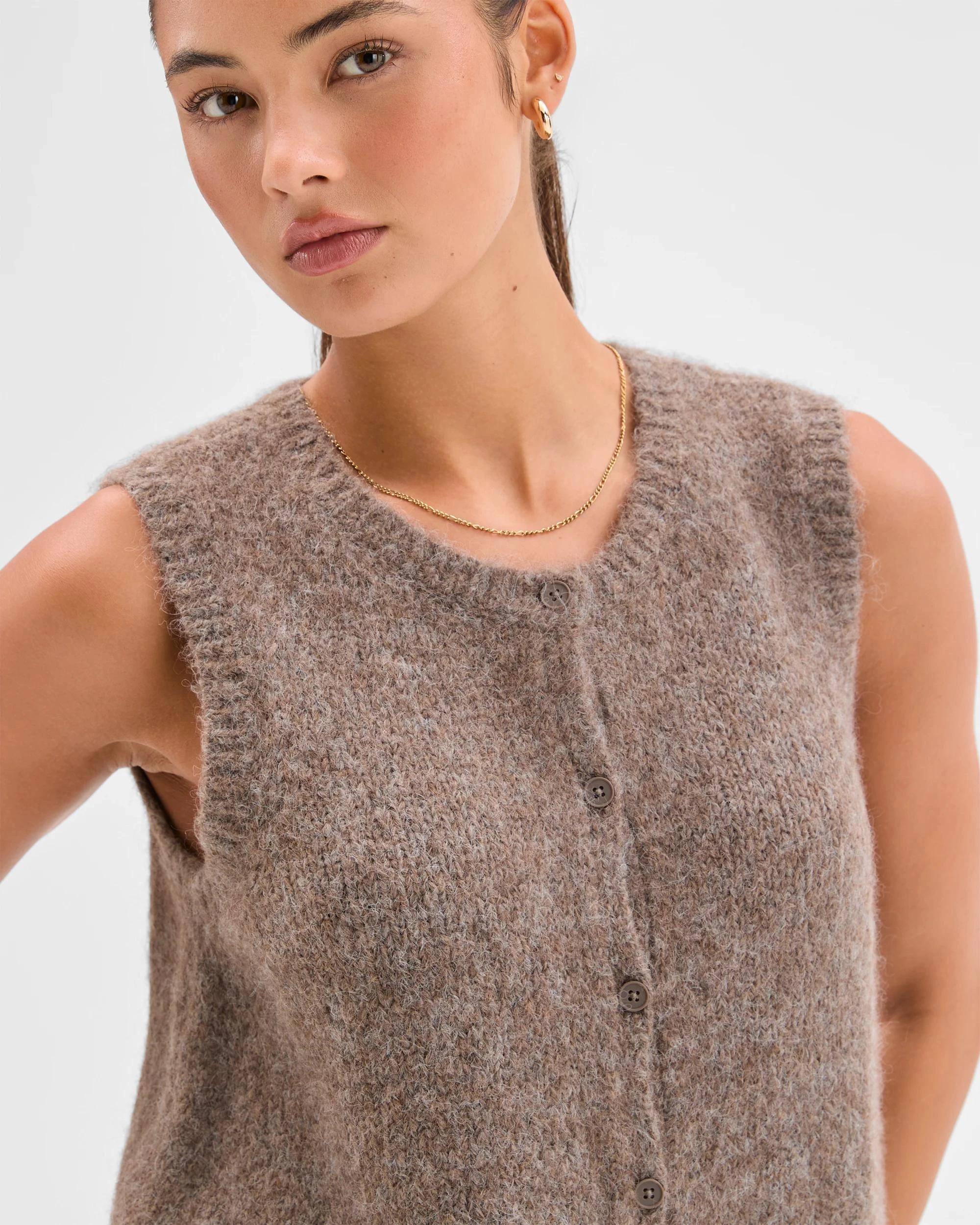 5 Lily Loves Fluffy Knit Vest CEDAR MARLE, 5 of 8