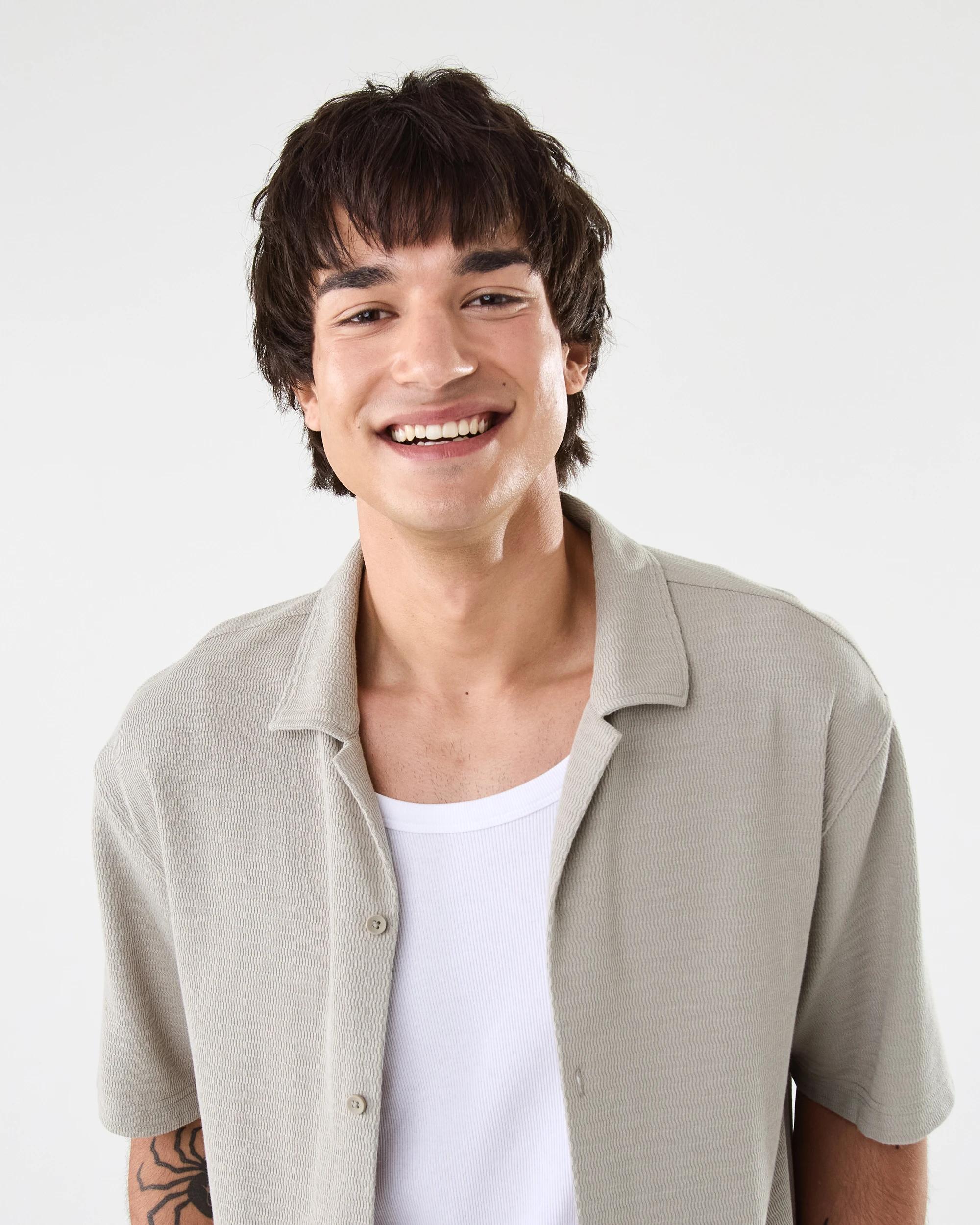 5 Short Sleeve Textured Shirt Bge Khaki, 5 of 10