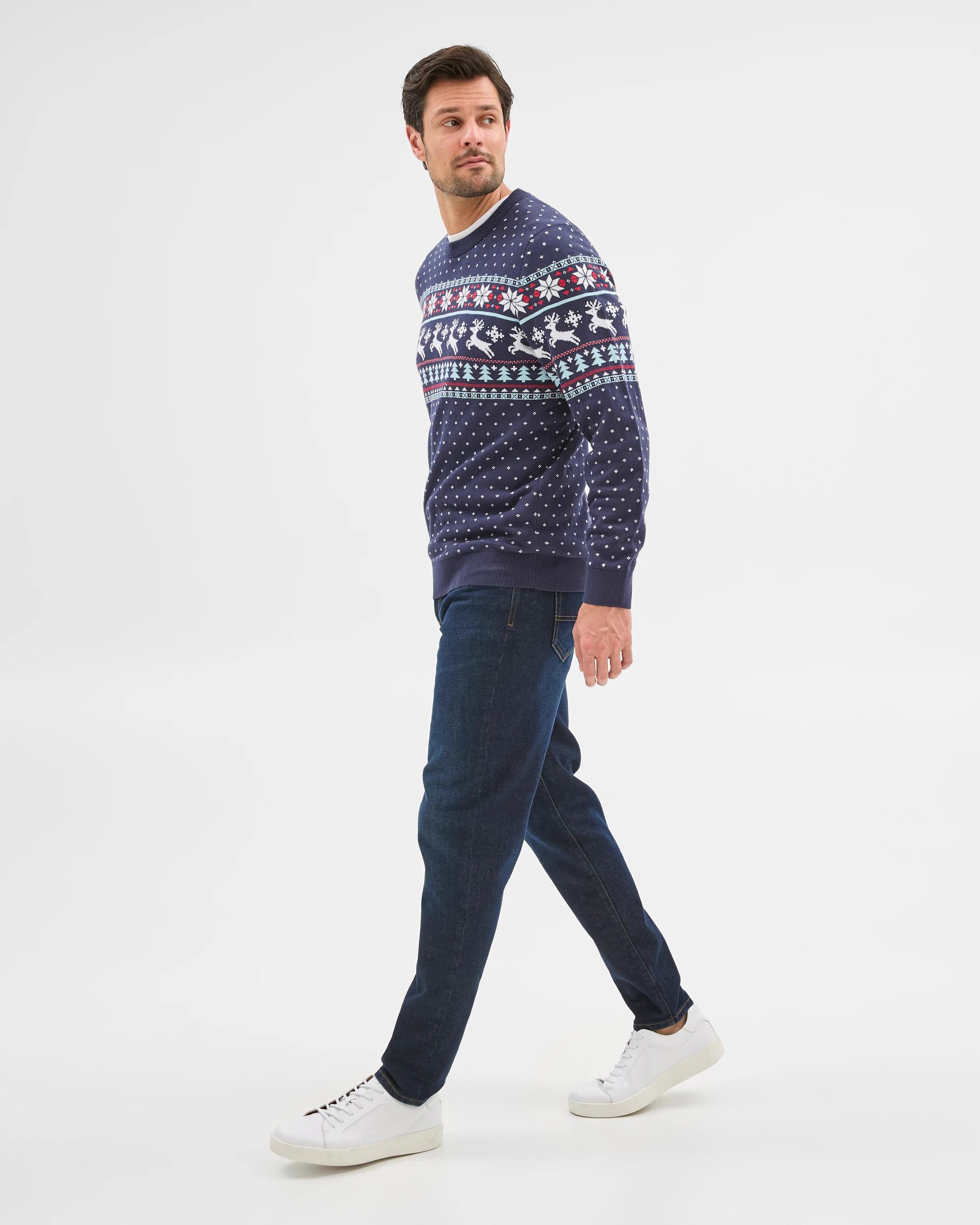 3 Target Australian Cotton Christmas Fair Isle Jumper NAVY BLUE, 3 of 6