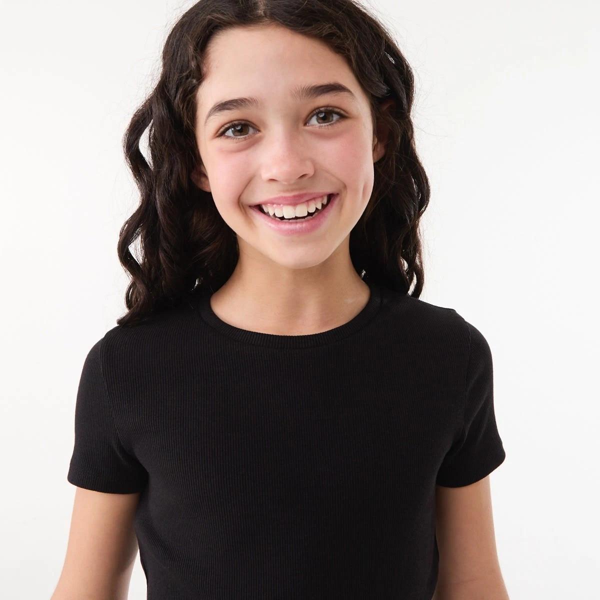 4 Short Sleeve Rib Top BLACK, 4 of 7