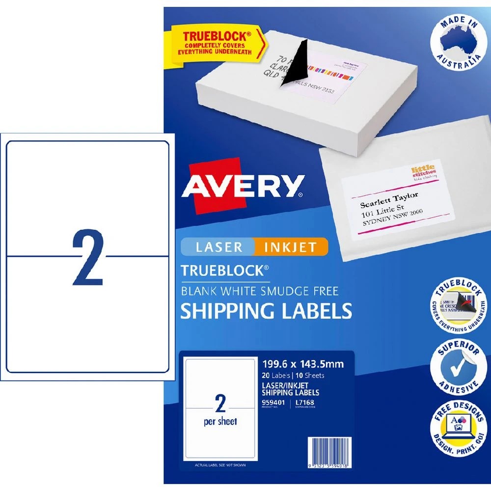 1 Avery 2UP Inkjet Laser Internet Shipping Labels 10 Sheets, 1 of 8