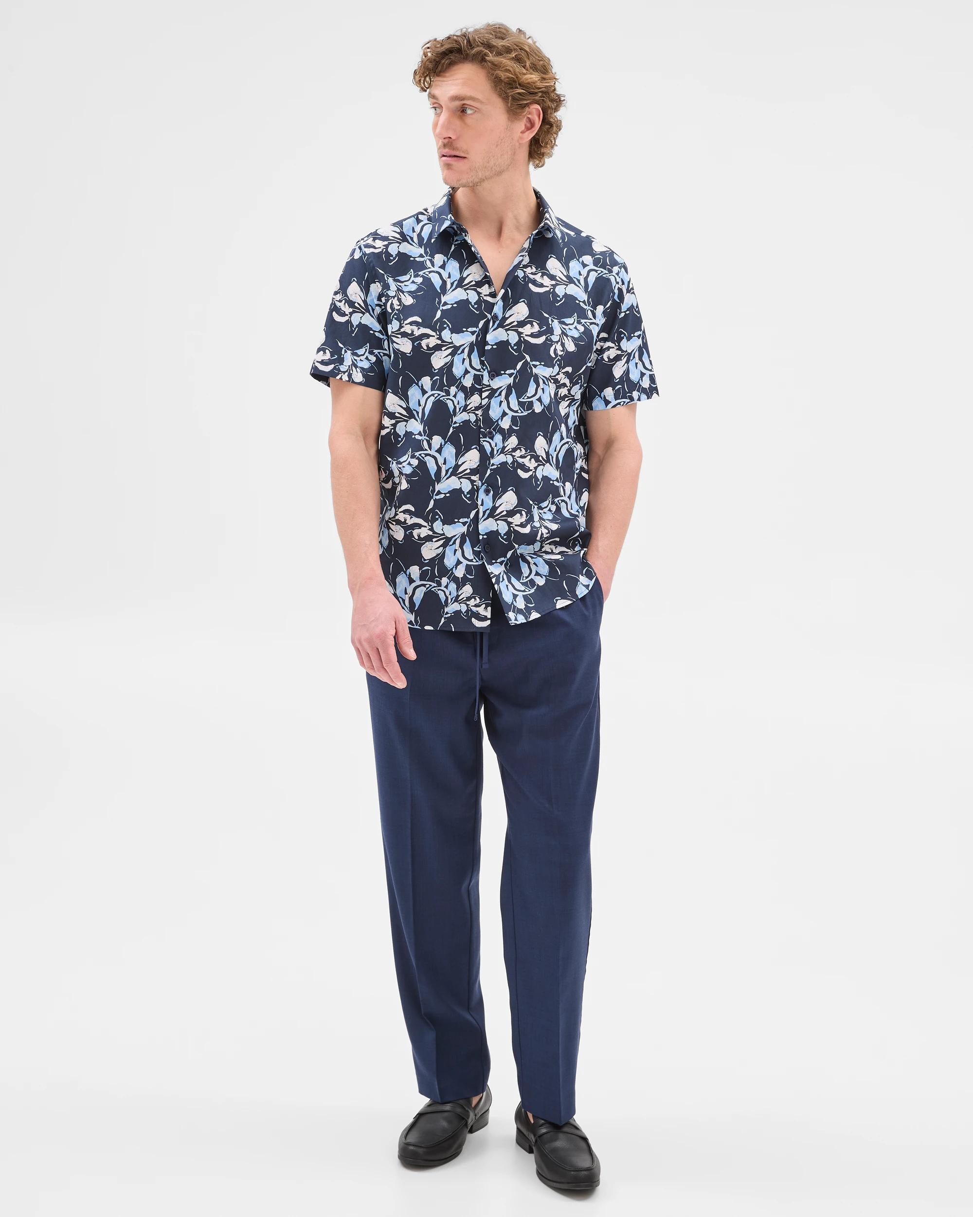 2 Australian Cotton Short Sleeve Shirt - Preview FLORAL NAVY, 2 of 5
