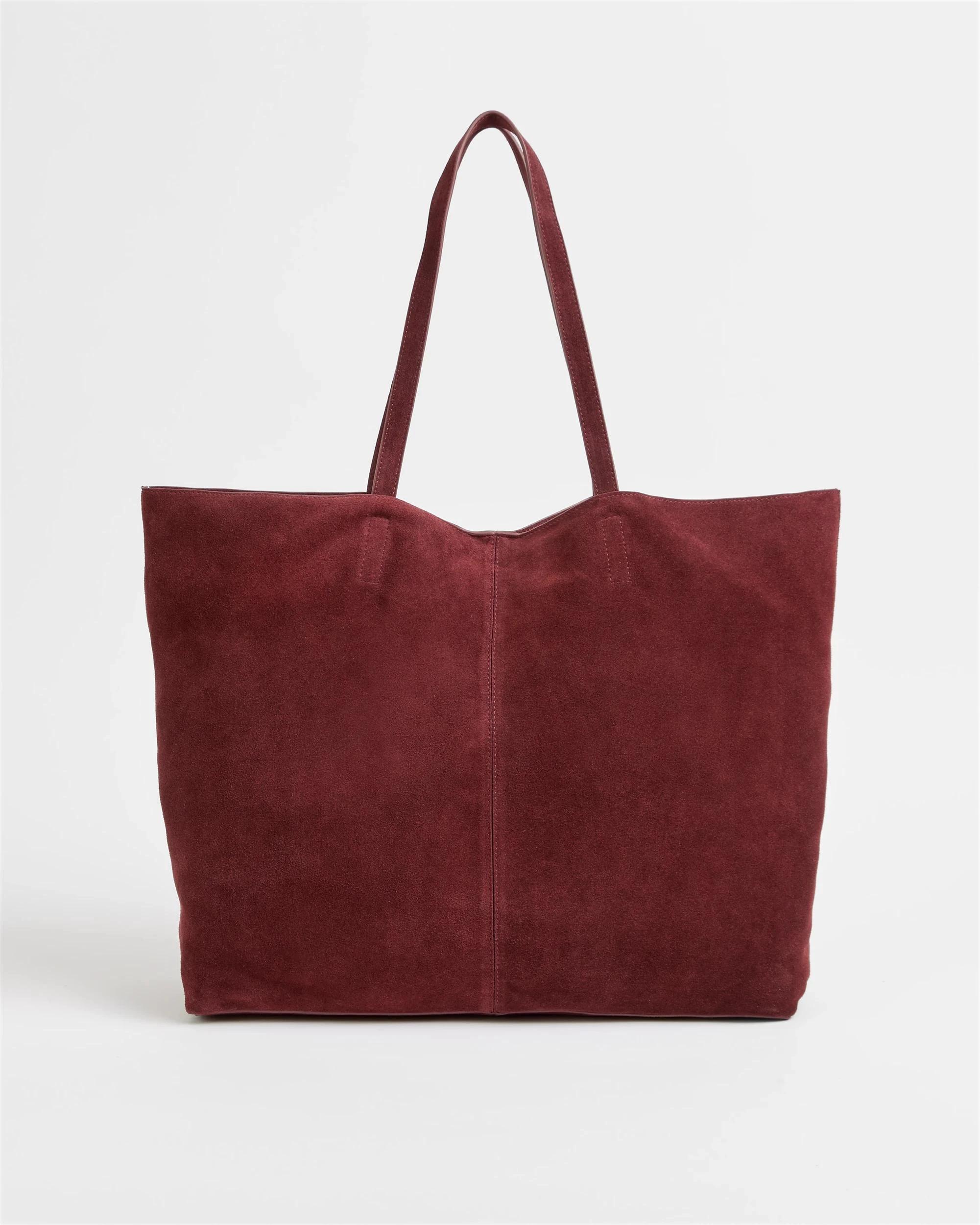 1 Target Premium Suede Leather Essential Tote Bag BURGUNDY, 1 of 2