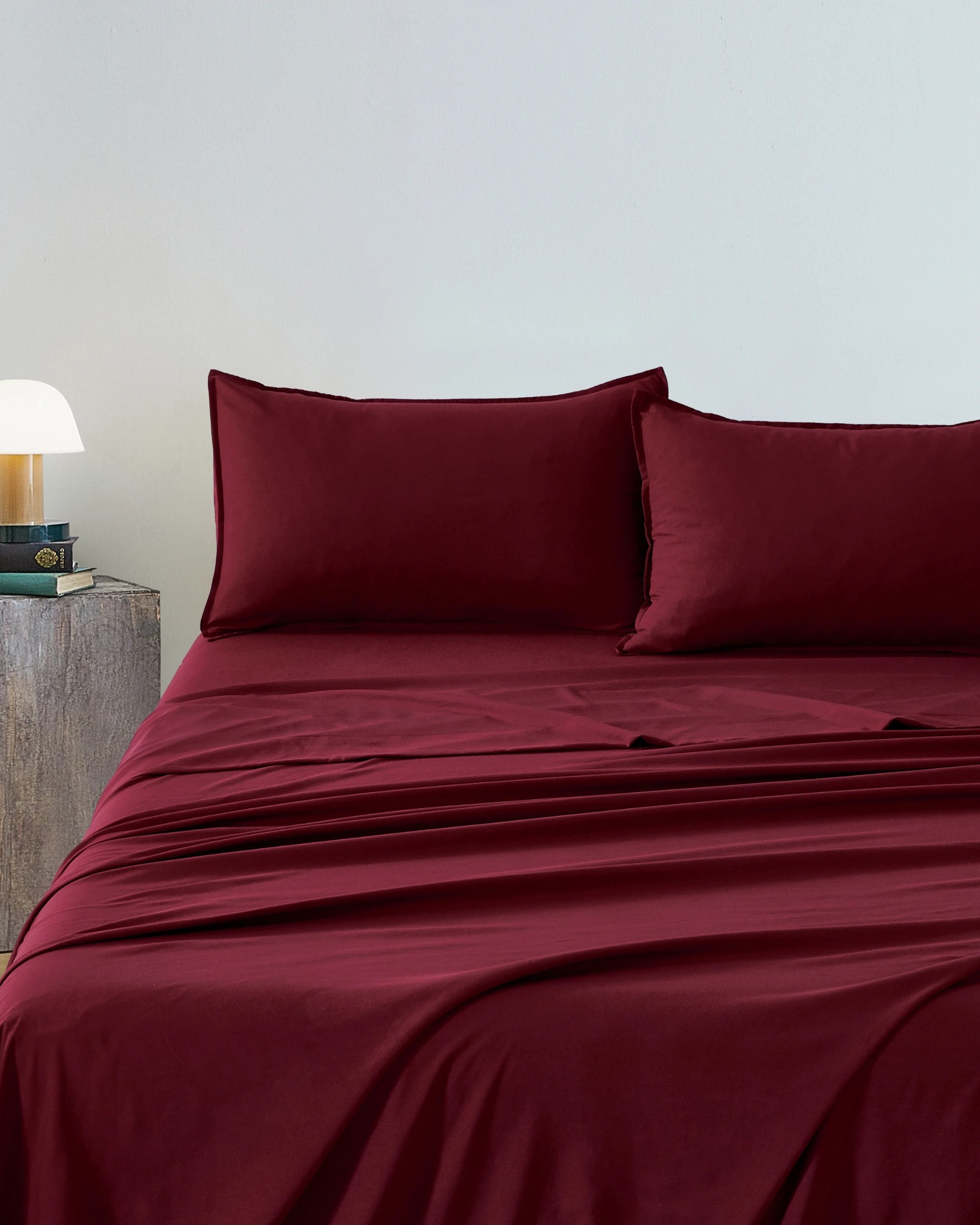 2 CleverPolly 100% Vintage Washed Microfibre Sheet Set - Single Bed - Burgundy, 2 of 5