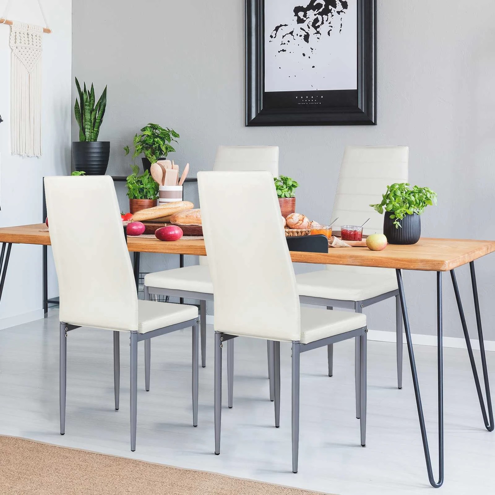 2 Costway 4x PVC Leather Dining Chairs Upholstered Armless Seat, 2 of 9