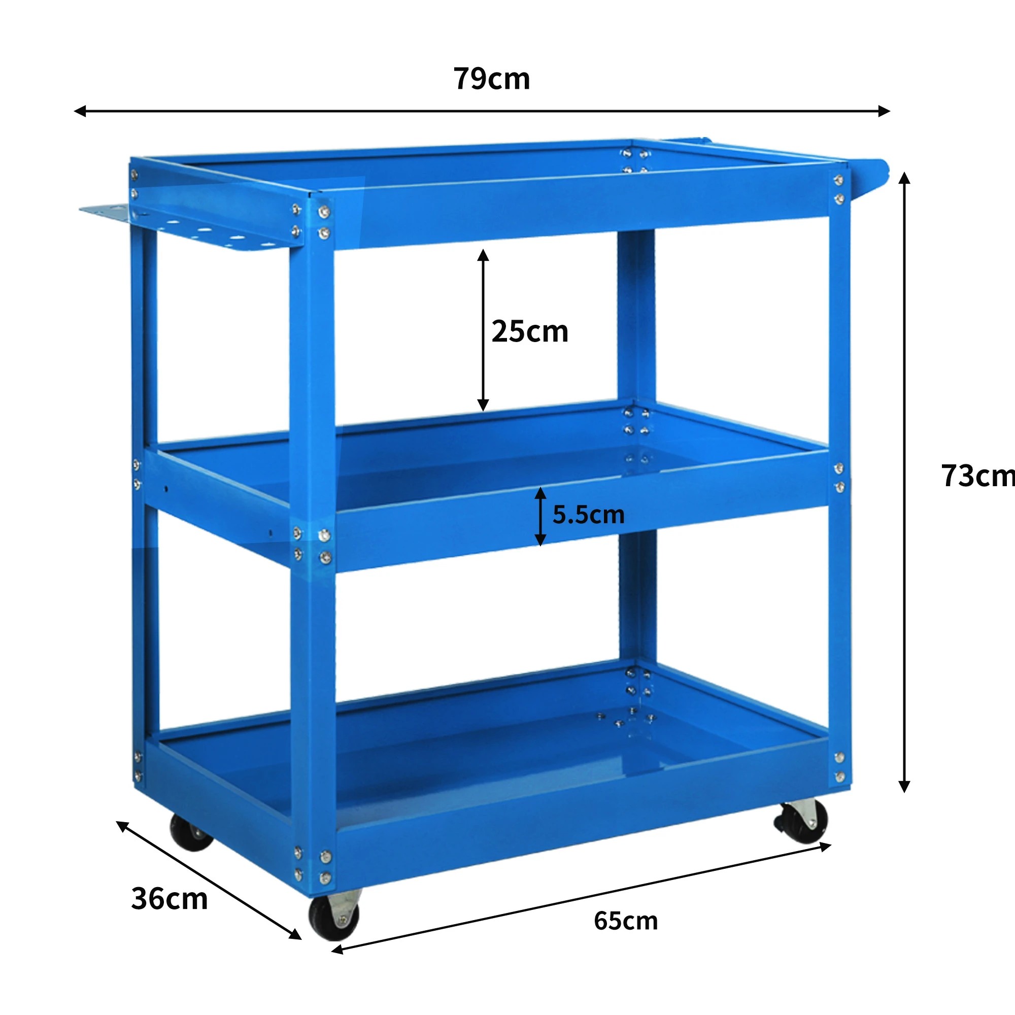 3 Traderight 3-Tier Tool Cart Box Trolley Box In Colour - Blue, 3 of 5